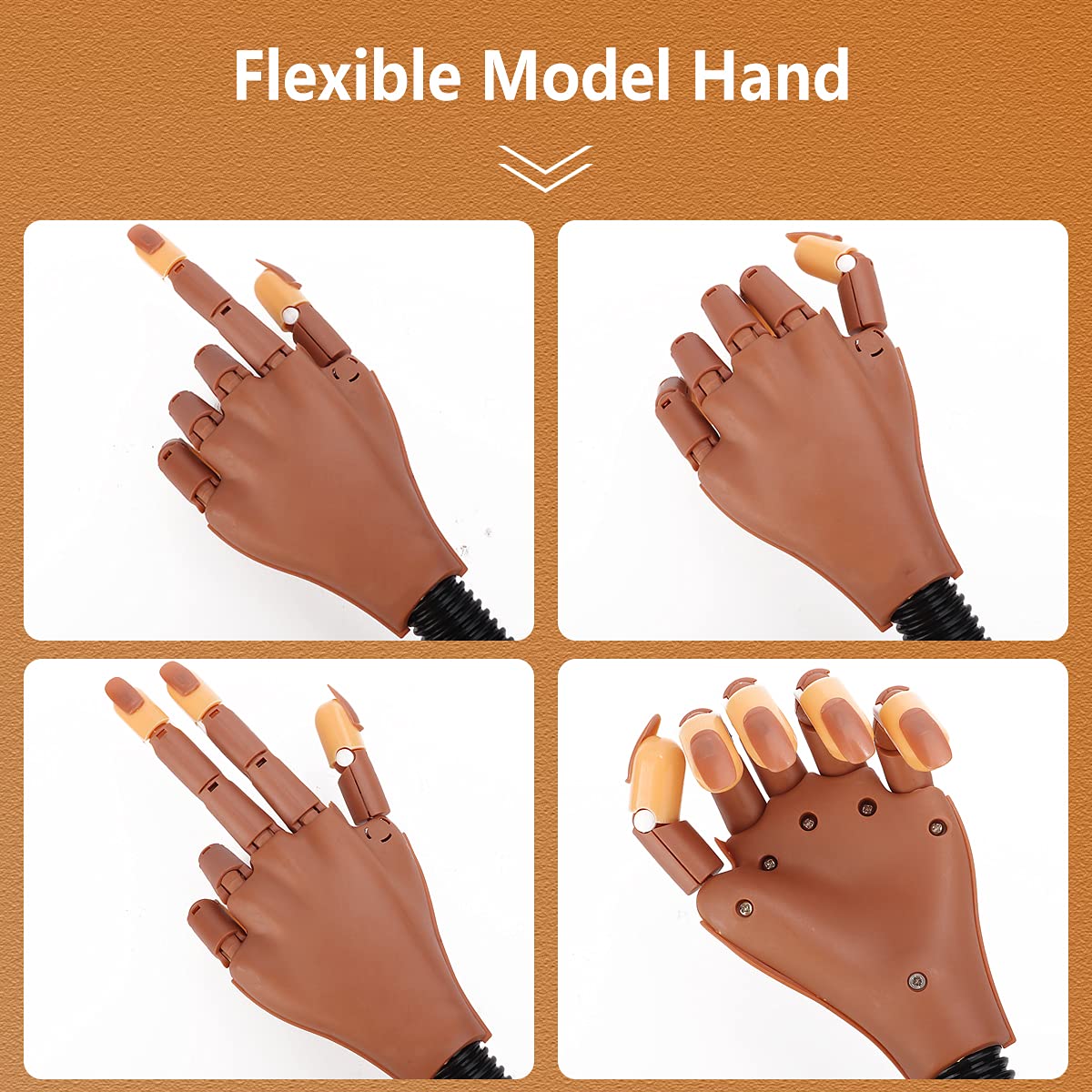 Flexible Acrylic Nail Practice Hand - Adjustable Nail Training Mannequin with 200 Replaceable Nails for DIY Manicure & Nail Art | Perfect for Beginners, Students & Salon Professionals