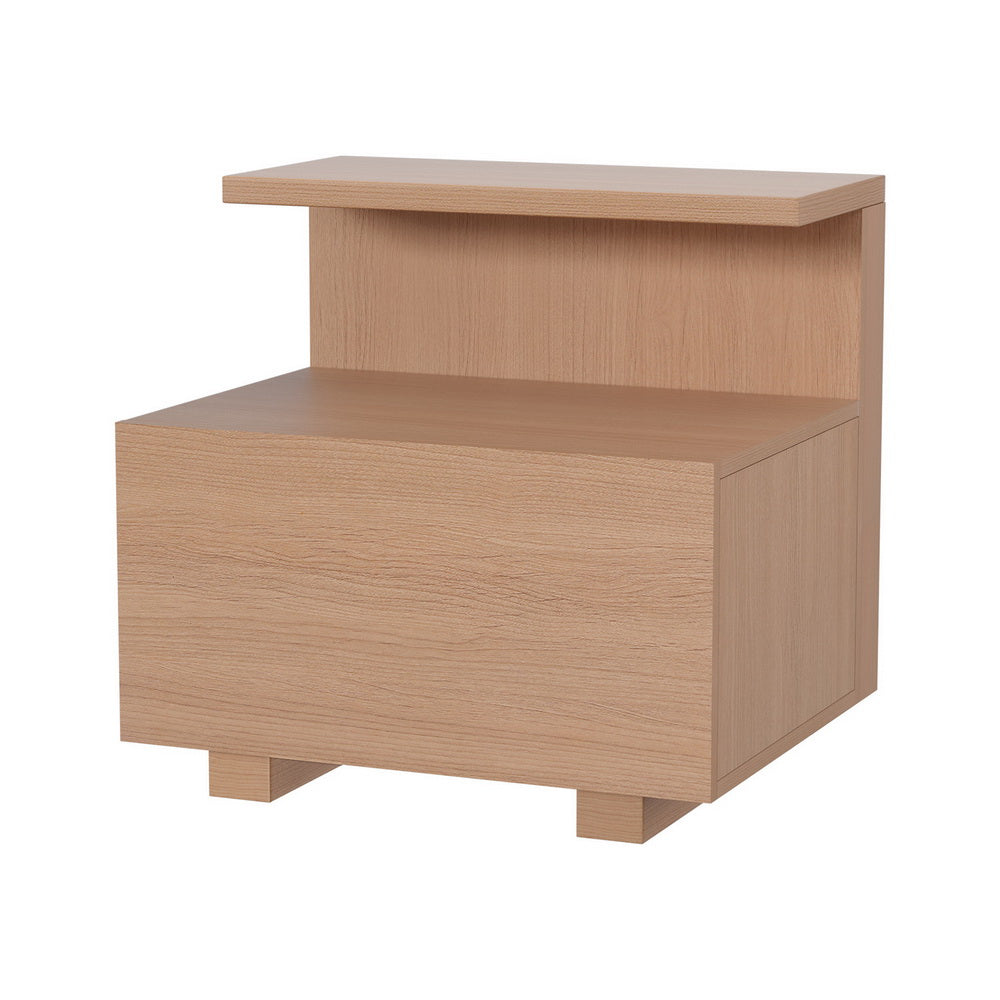 Modern Nightstand with Shelf and Drawer - Solid Pine Wood Bedside Table for Bedroom, Living Room & Office - Compact Storage Solution for Lamps, Books & Essentials