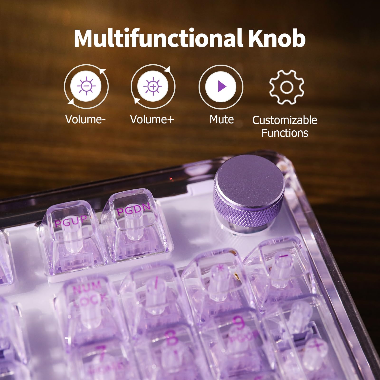 KiiBoom Phantom 98 Hot Swappable Crystal Gasket-Mounted Mechanical Keyboard - Triple Mode NKRO Gaming Keyboard with South-Facing RGB, Clear Keycaps, 8000mAh Battery for Windows & Mac (Purple) | Perfect for Gaming, Office Work & Typing Enthusiasts