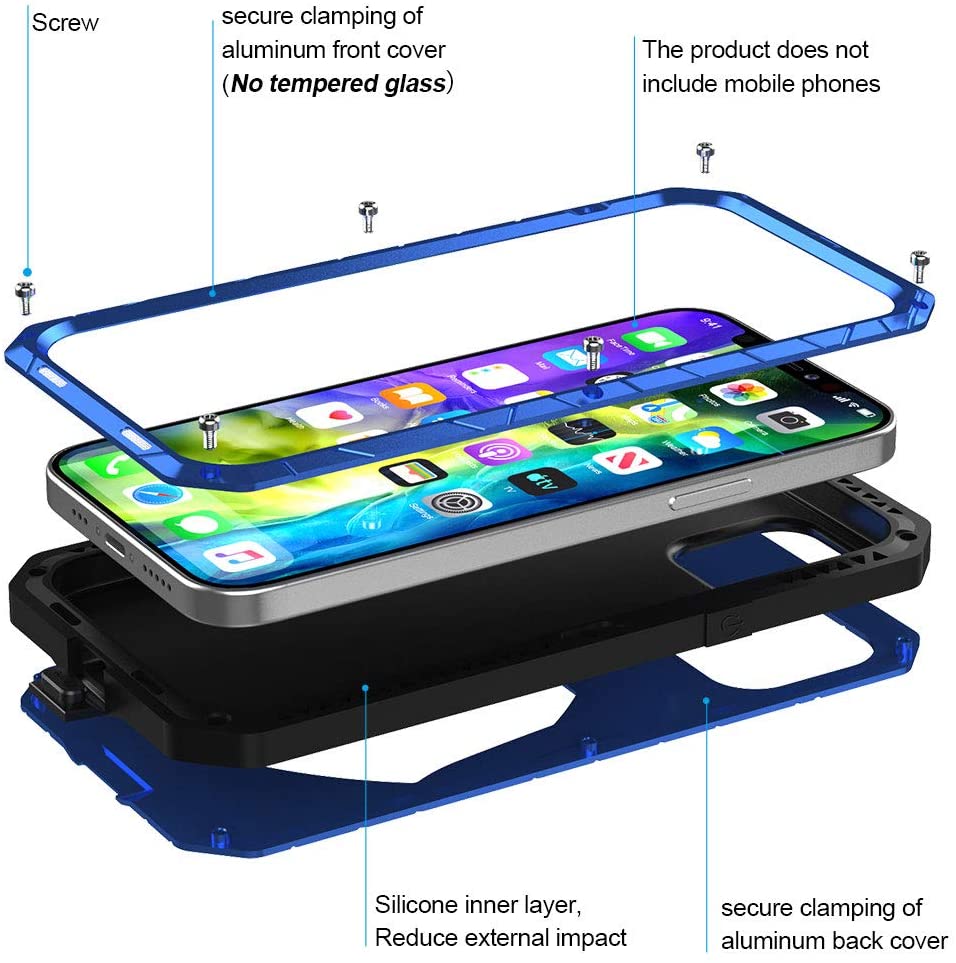 Premium Aluminum Metal Case for iPhone 12 & iPhone 12 Pro - Shockproof Bumper with Gorilla Glass Protection | Perfect for Everyday Use, Outdoor Activities & Travel Protection
