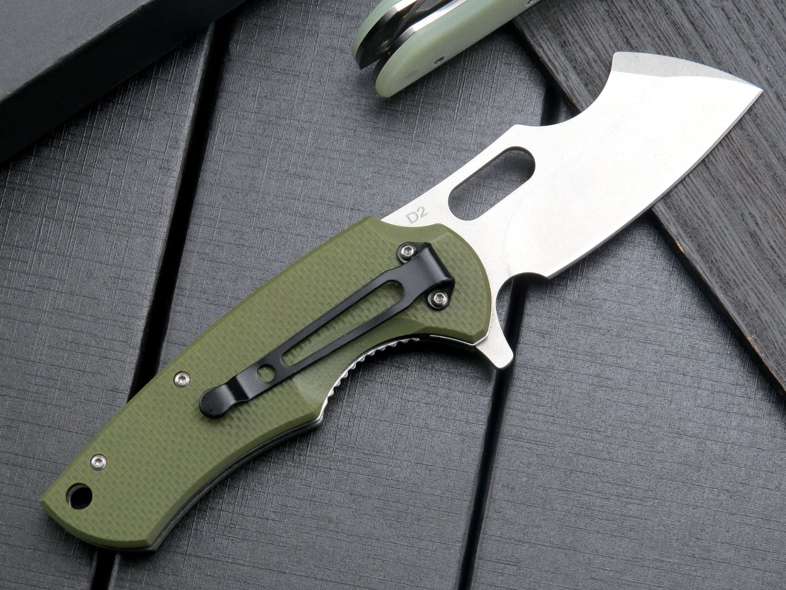 Eafengrow D2 Steel Folding Pocket Knife with G10 Handle - Compact Camping Knife for Outdoor Survival, Hiking & Everyday Carry (EF13-Army Green) | Perfect for Bushcraft, Hunting & Emergency Preparedness
