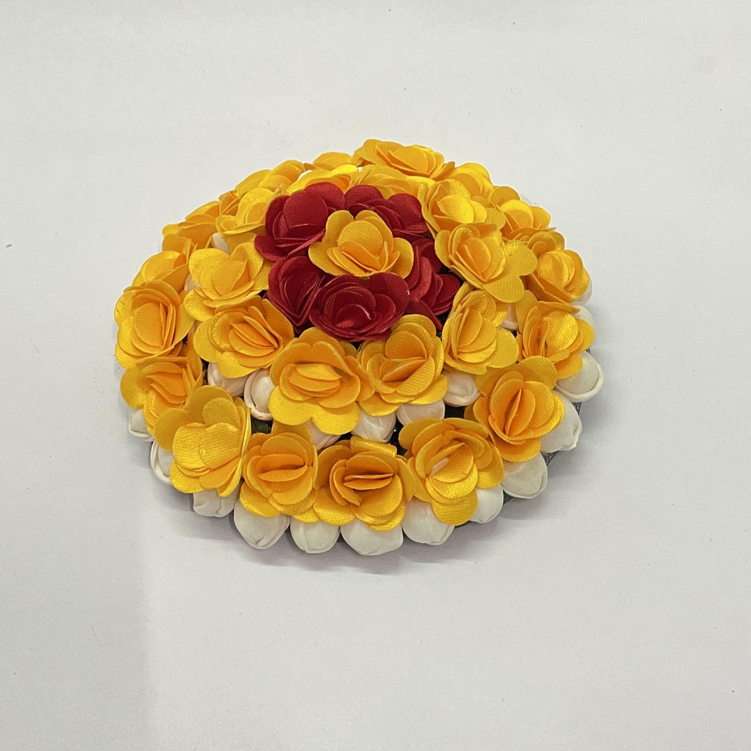 Maahal Bridal Bun Juda Gajra Maker - Yellow Floral Hair Accessories for Women & Girls | Wedding, Party & Festival Hair Jewelry