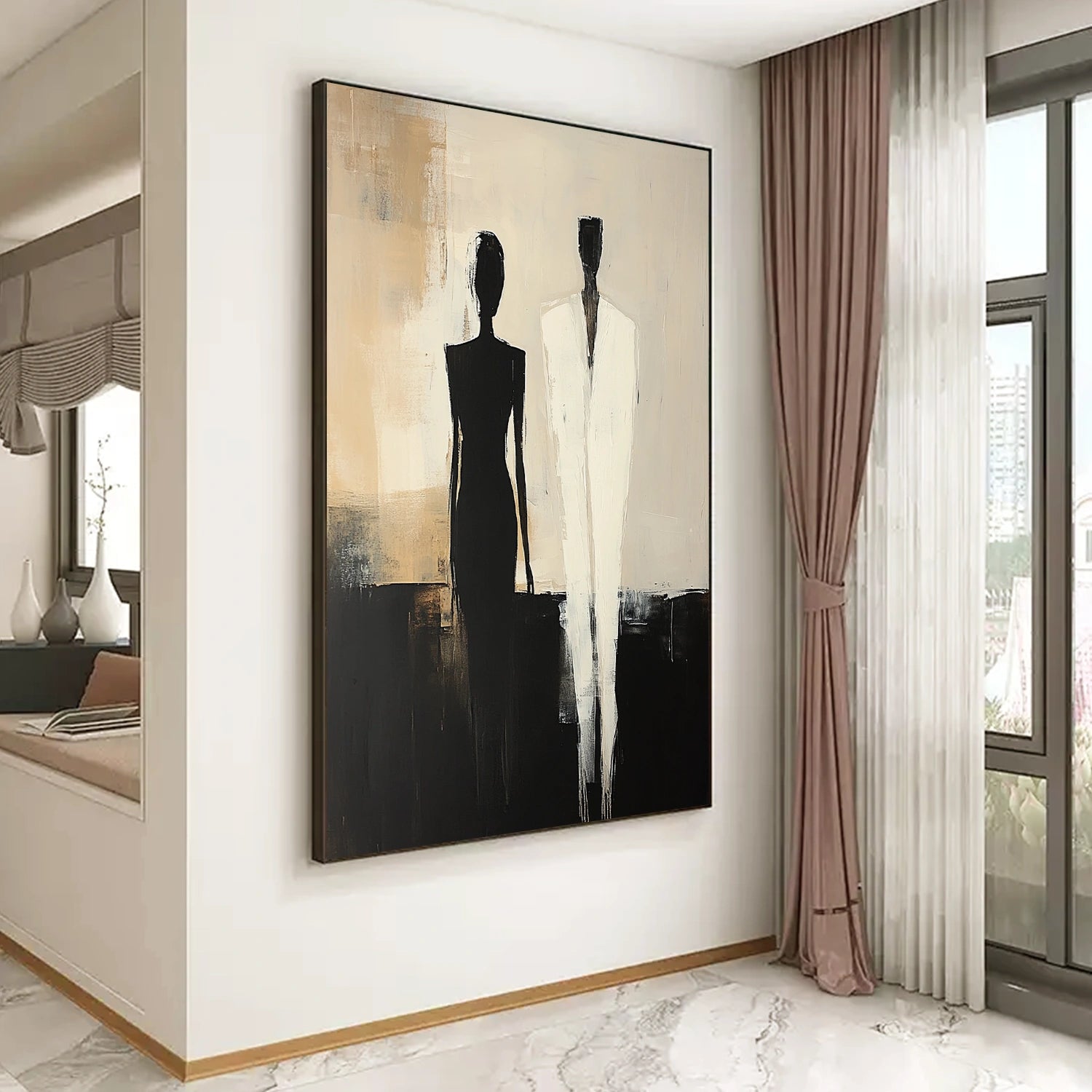 Contemporary Abstract Minimalist Wall Art Painting #CW005 - Modern Home Decor for Living Room, Bedroom & Office