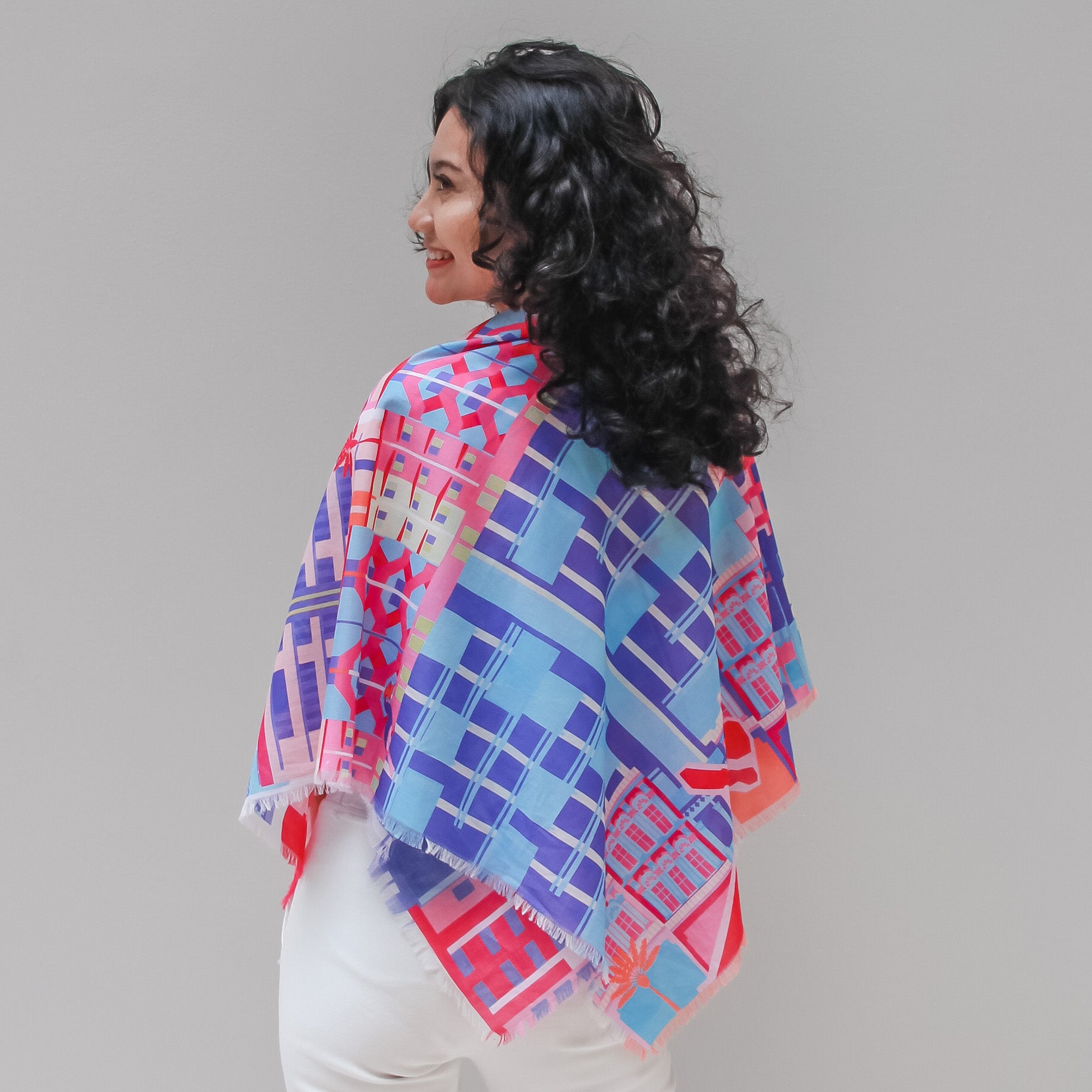 SC Singapore in Technicolour Cotton Scarf - Lightweight Fashion Accessory for Women, Travel & Gift Giving