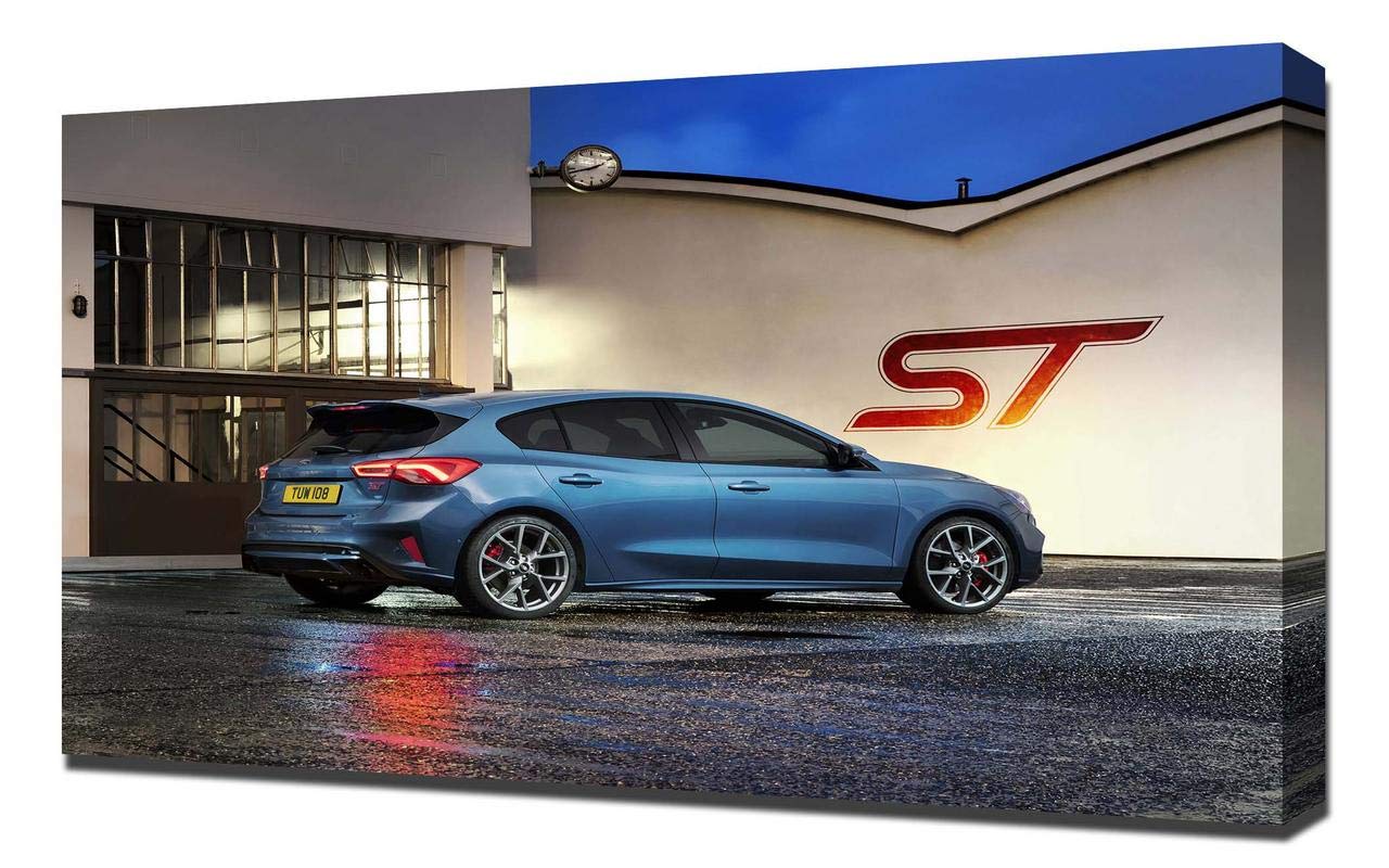2020 Ford Focus ST V8 Compatible Canvas Art Print - Modern Wall Decor & Canvas Wrap for Home, Office, or Garage Decoration