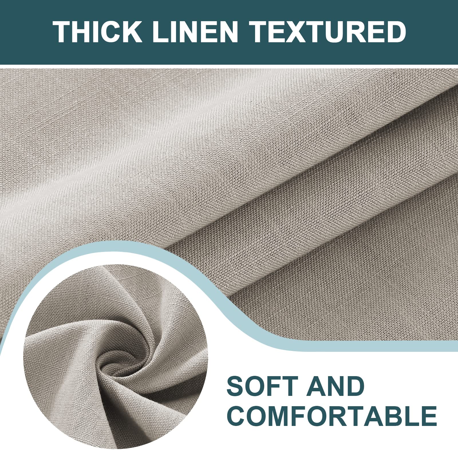 FantasDecor Wrinkle Resistant Waterproof Linen Table Cloth for Round Table - 60 Inch Taupe Washable Fabric Cover for Kitchen, Dining Room, Outdoor, and Party Use