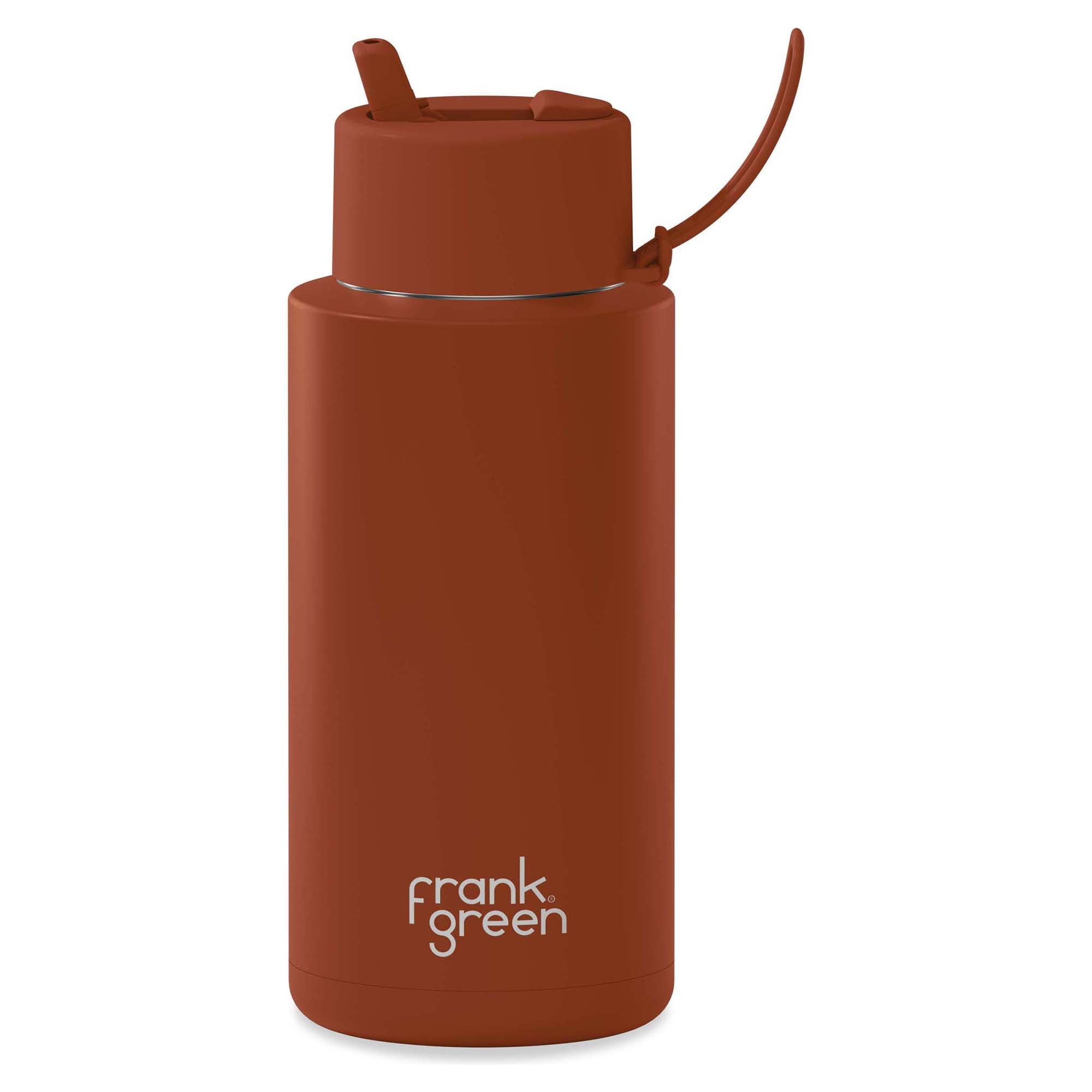 1L 'Toffee' Stainless Steel Ceramic Reusable Water Bottle with Flip Straw Lid - Perfect for Gym, Hiking, Office & Outdoor Activities