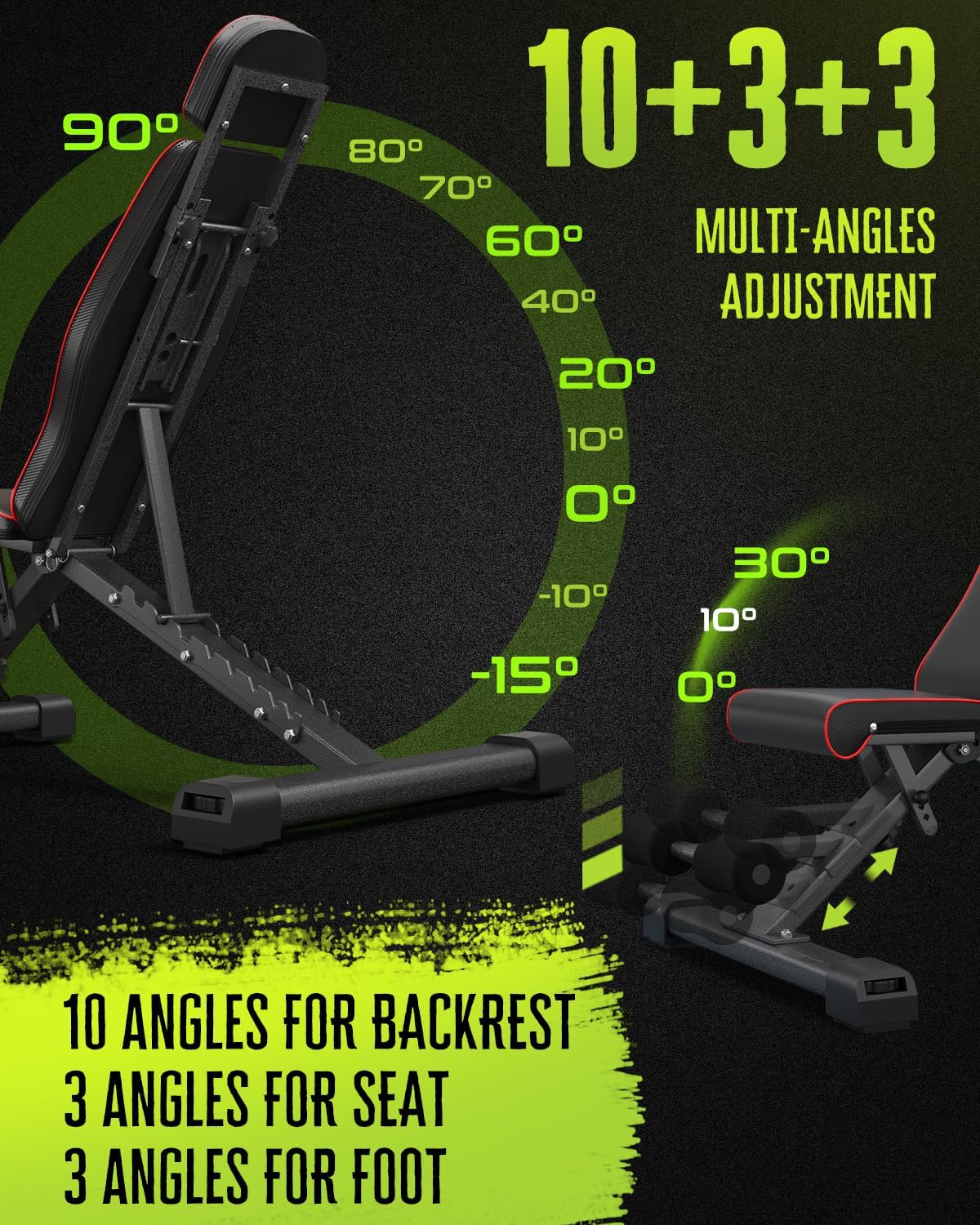 Adjustable Weight Bench for Home Gym - 880LBS Capacity Folding Workout Bench with Bench Press Rod & Extended Head - Perfect for Incline/Decline 90 Degree Exercises, Strength Training & Full Body Workouts - Ideal for Small Spaces & Home Fitness Enthusiasts