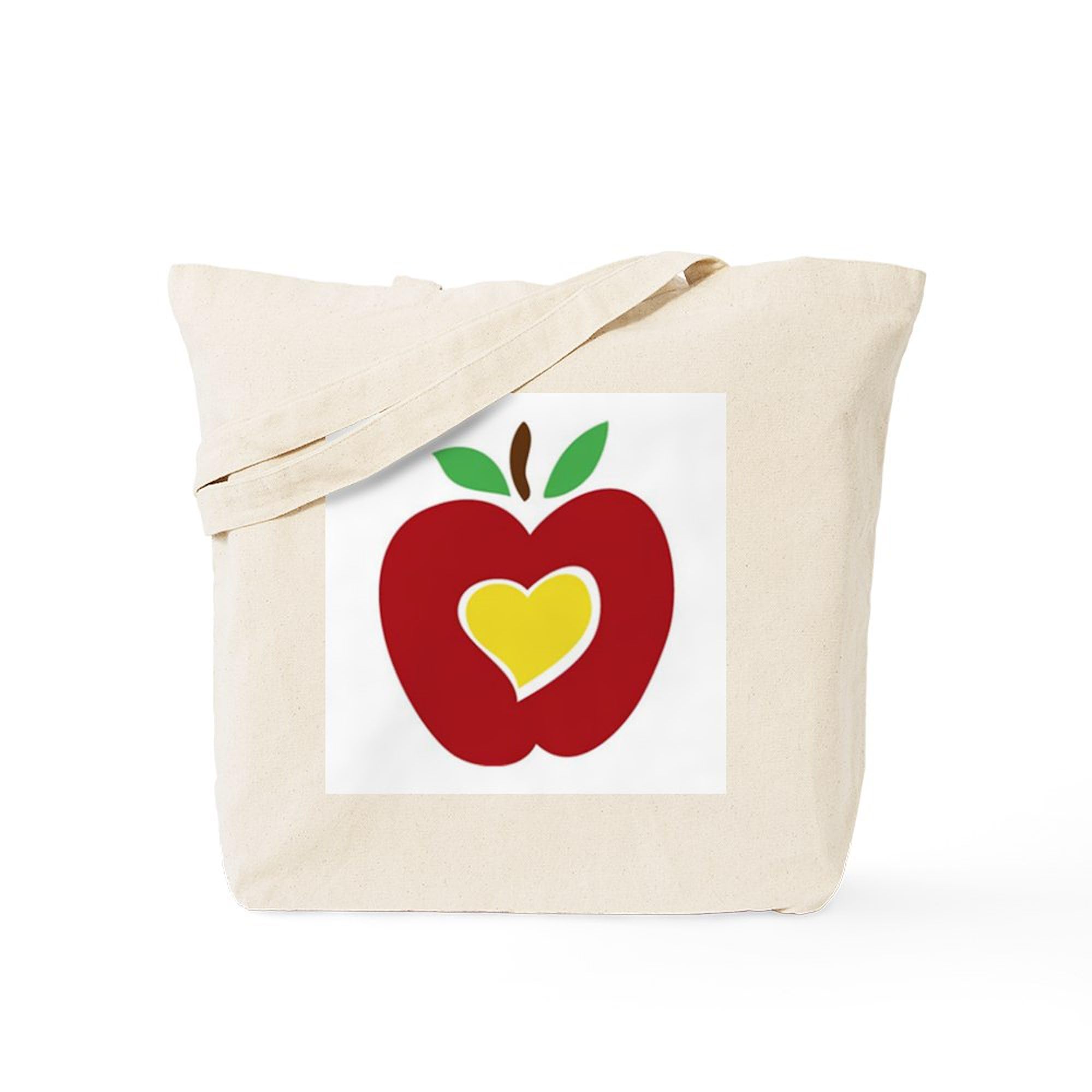 Teacher's Apple Tote Bag - Natural Canvas Reusable Shopping Tote for School & Work | Eco-Friendly Grocery Bag for Teachers, Professors & Educators
