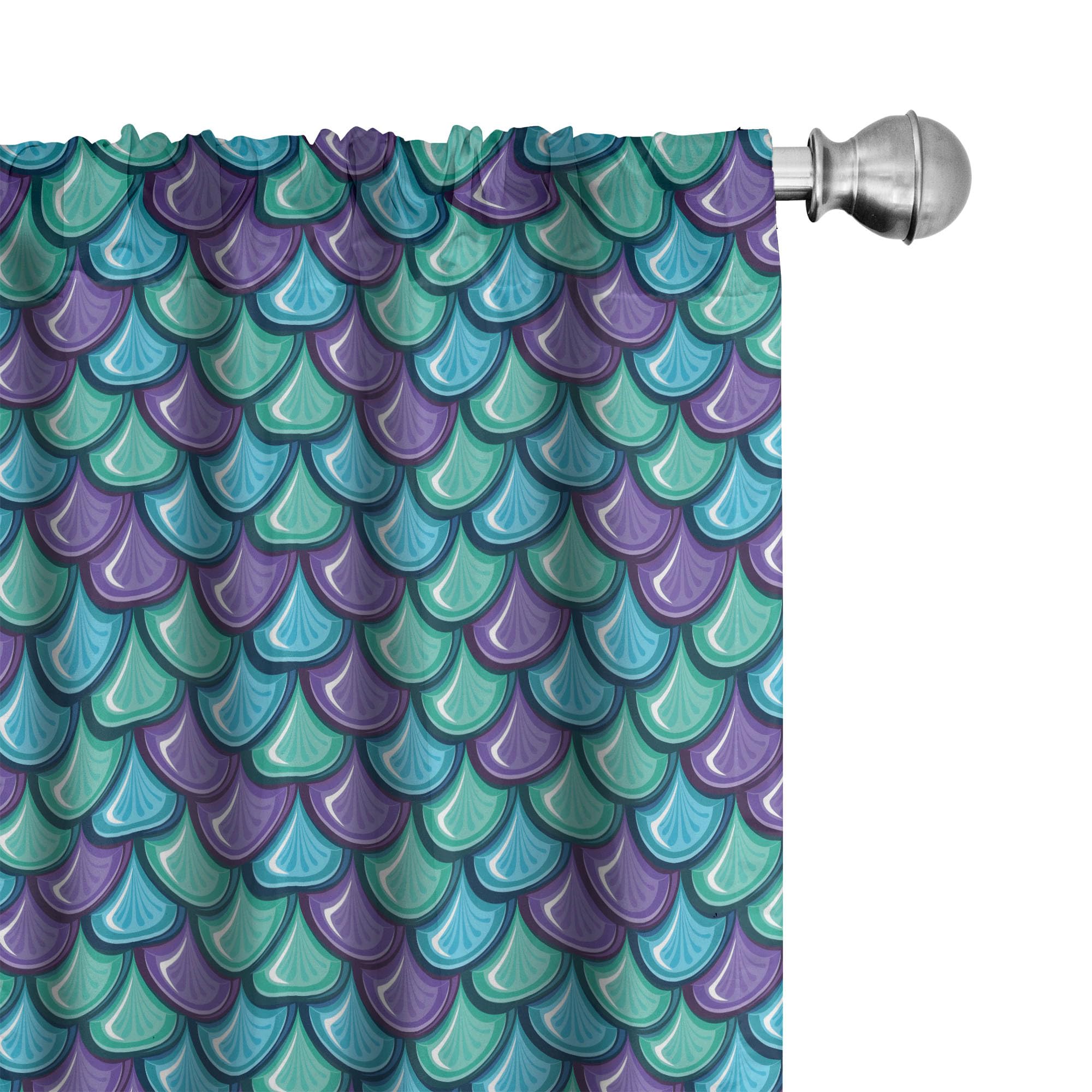 Ambesonne Blue Green Fish Curtains - Marine Animal Dragon Scale Pattern Window Treatments, 2 Panel Set (28