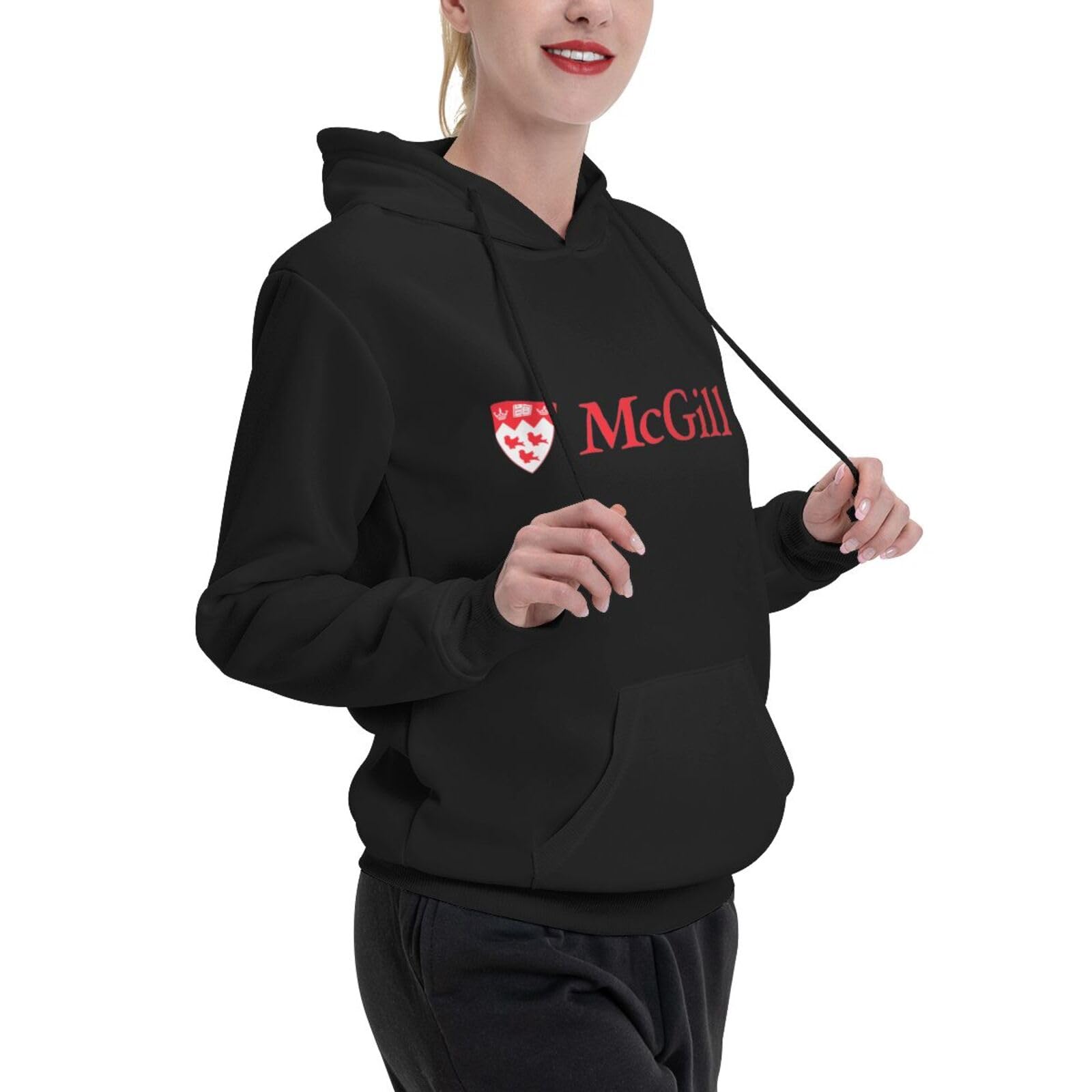 McGill University Women's Casual Hoodies - Soft Pullover Sweatshirt with Drawstring & Long Sleeves | Perfect for Campus Wear, College Outfits & Cozy Loungewear