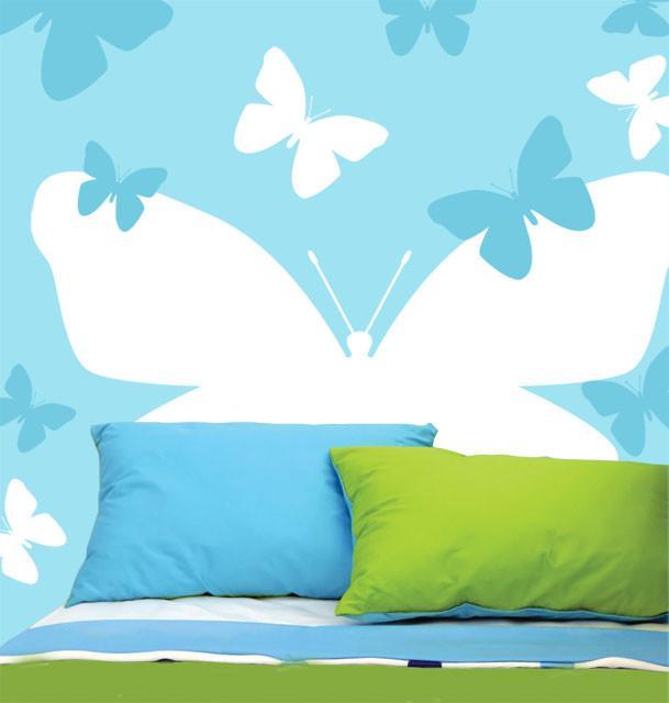 Butterfly Headboard Mural Wall Decal - Elegant Floral Bedroom Decor for Girls Room, Nursery, Dorm - Self-Adhesive Peel and Stick Wall Art for Home Decor