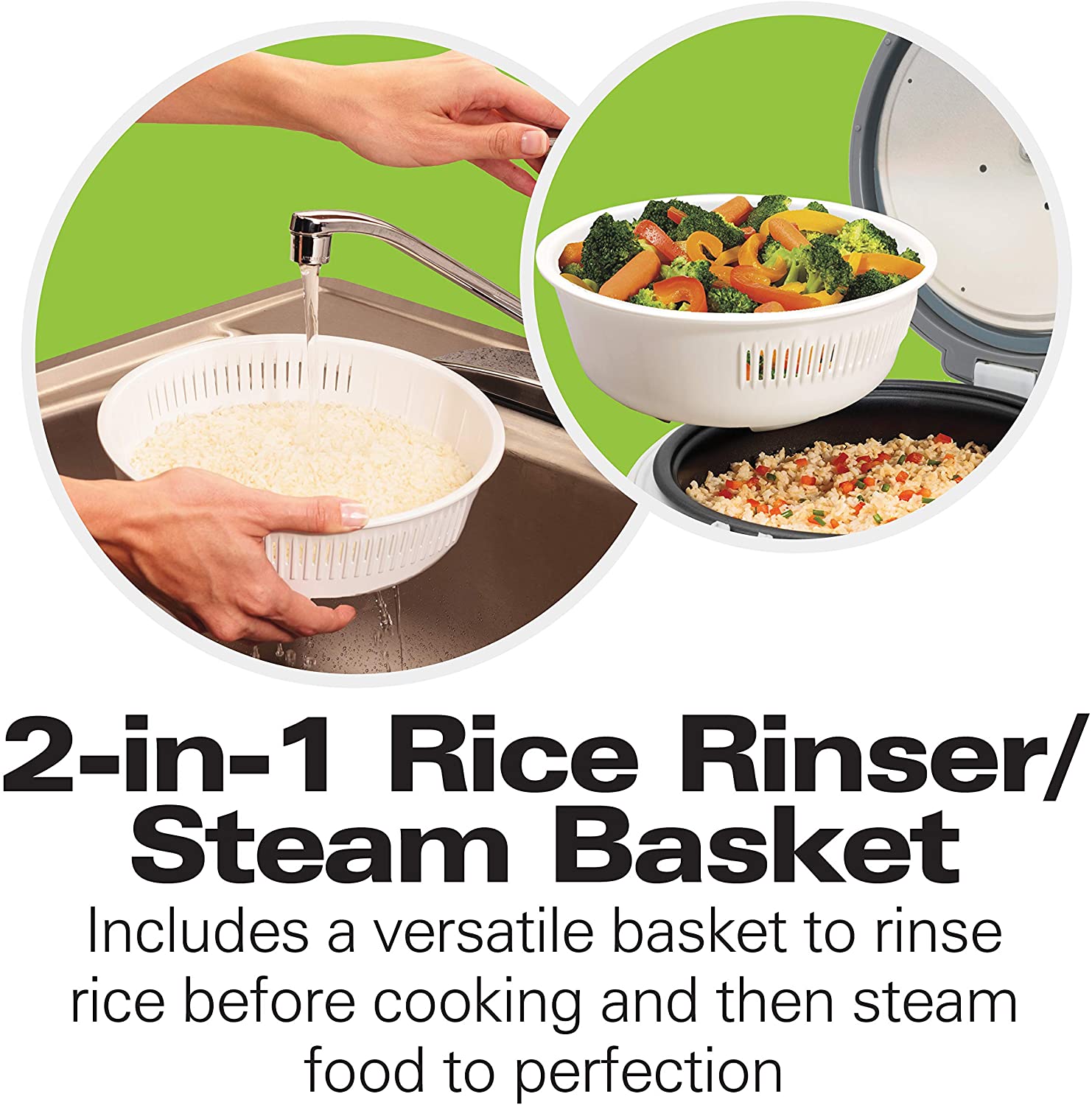 Hamilton Beach 8-Cup White Rice Cooker & Food Steamer - Perfect for Home, Dorm & Office Use | Model 37508