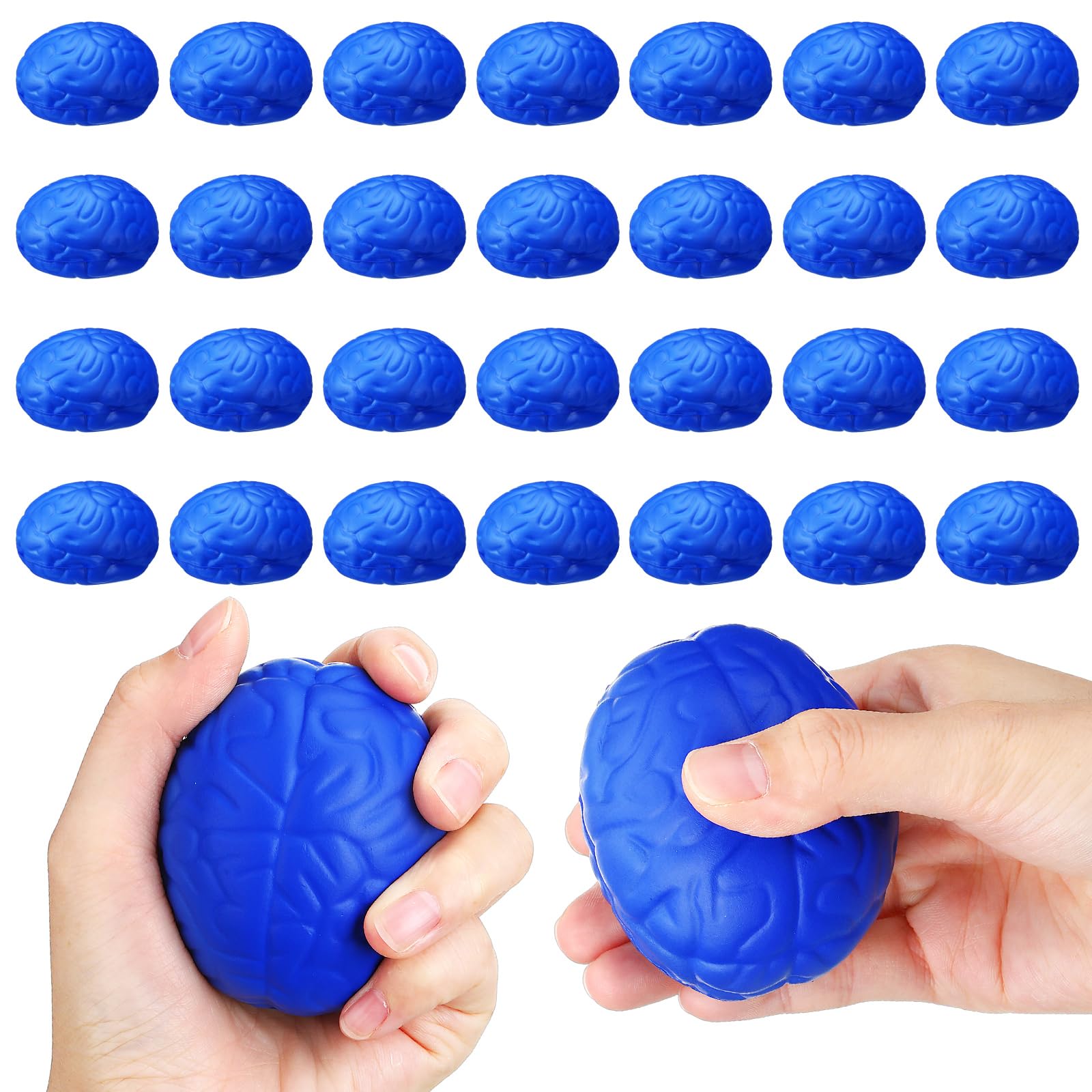 Jenaai 30 Pack Halloween Stress Balls - 2.76 Inch PU Squeeze Toys for Hand Muscle Exercise, Grip Strength & Stress Relief - Fun Therapy Toys for Teens & Adults (Blue) - Perfect for Office, Classroom & Halloween Party Favors