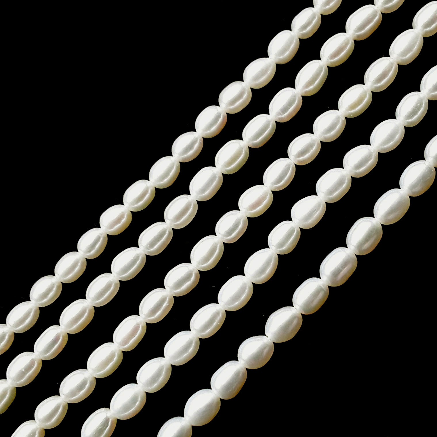Freshwater Pearl Beads - Ivory White Oval Rice Shape 4x5mm & 5x7mm - 15.5 Inch Strand for Jewelry Making, DIY Crafts, Necklaces & Bracelets