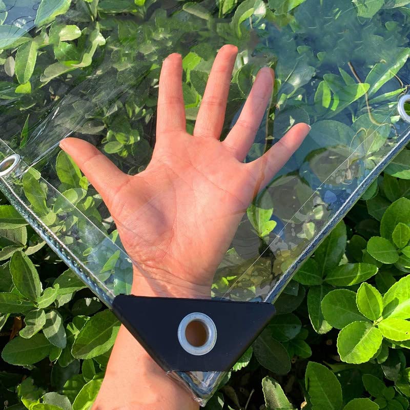 Heavy Duty Clear Tarp - Transparent Waterproof Cover with Grommets & Reinforced Edges | Durable, Thick, Tear-Resistant Polyethylene Sheet | Perfect for Greenhouses, Outdoor Porches, Nursery, Rain Protection & More