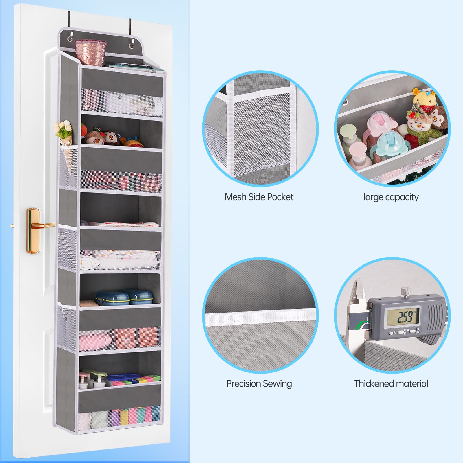 WishJazz 2-Pack Heavy Duty Over The Door Organizer - 5-Shelf Storage Hanger with Anti-Tilt Design Holds 45 lbs - Space Saving Closet, Bathroom, Nursery, RV & Pantry Organizer for Shoes, Toys & Baby Essentials - Perfect for Small Spaces & Home Organization