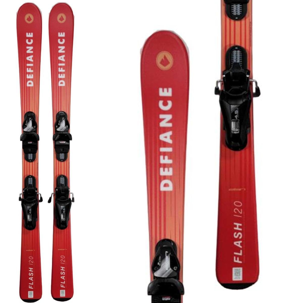 Defiance Flash JRS 4.5 Red Kids Skis 2024 - Perfect for Young Skiers Learning on Slopes | Junior Ski System for Boys & Girls