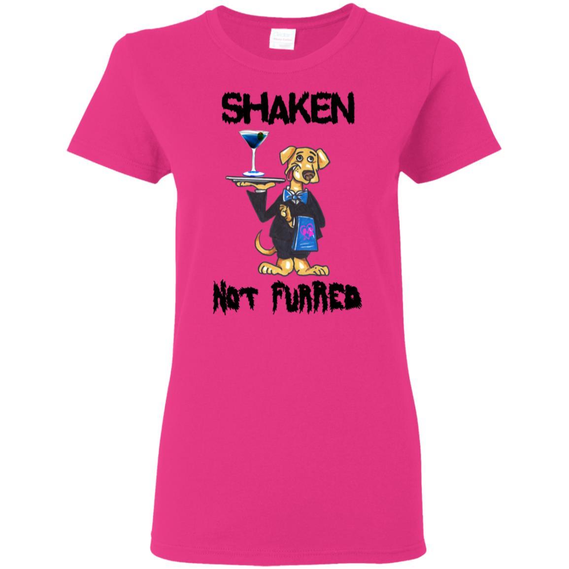 WineyBitches.Co Shaken Not Furred Women's 5.3 oz Cotton T-Shirt - Perfect for Casual Wear, Girls Night Out & Wine Tasting Events