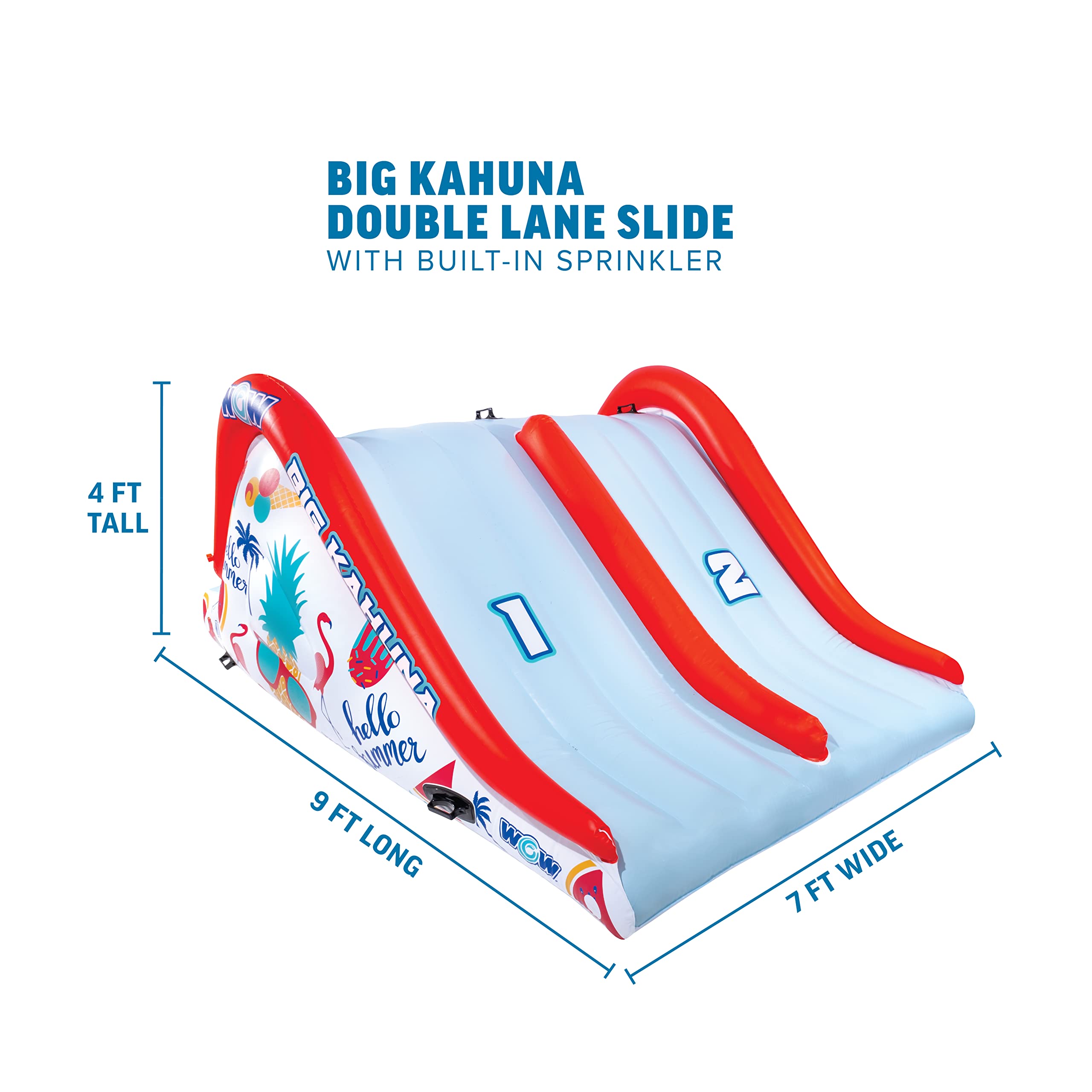 WOW Sports Big Kauna Inflatable 2-Person Pool Waterslide for Inground Pools - Giant Backyard Water Slide with Sprinkler for Kids & Adults - Perfect for Summer Parties, Family Gatherings & Outdoor Water Fun