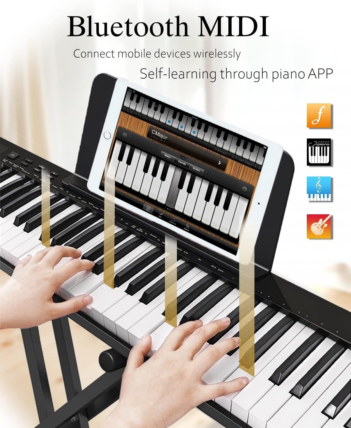 61-Key Semi-Weighted Portable Digital Piano Keyboard with Stand, Headphones & Sustain Pedal - Ideal for Beginners, Home Practice & Live Performances - Includes Carrying Case (Black)