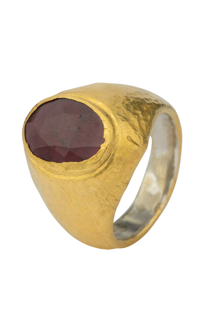 Red Garnet & 24K Gold Ring for Women - Elegant Vintage Jewelry Gift for Anniversary, Wedding, or Special Occasions