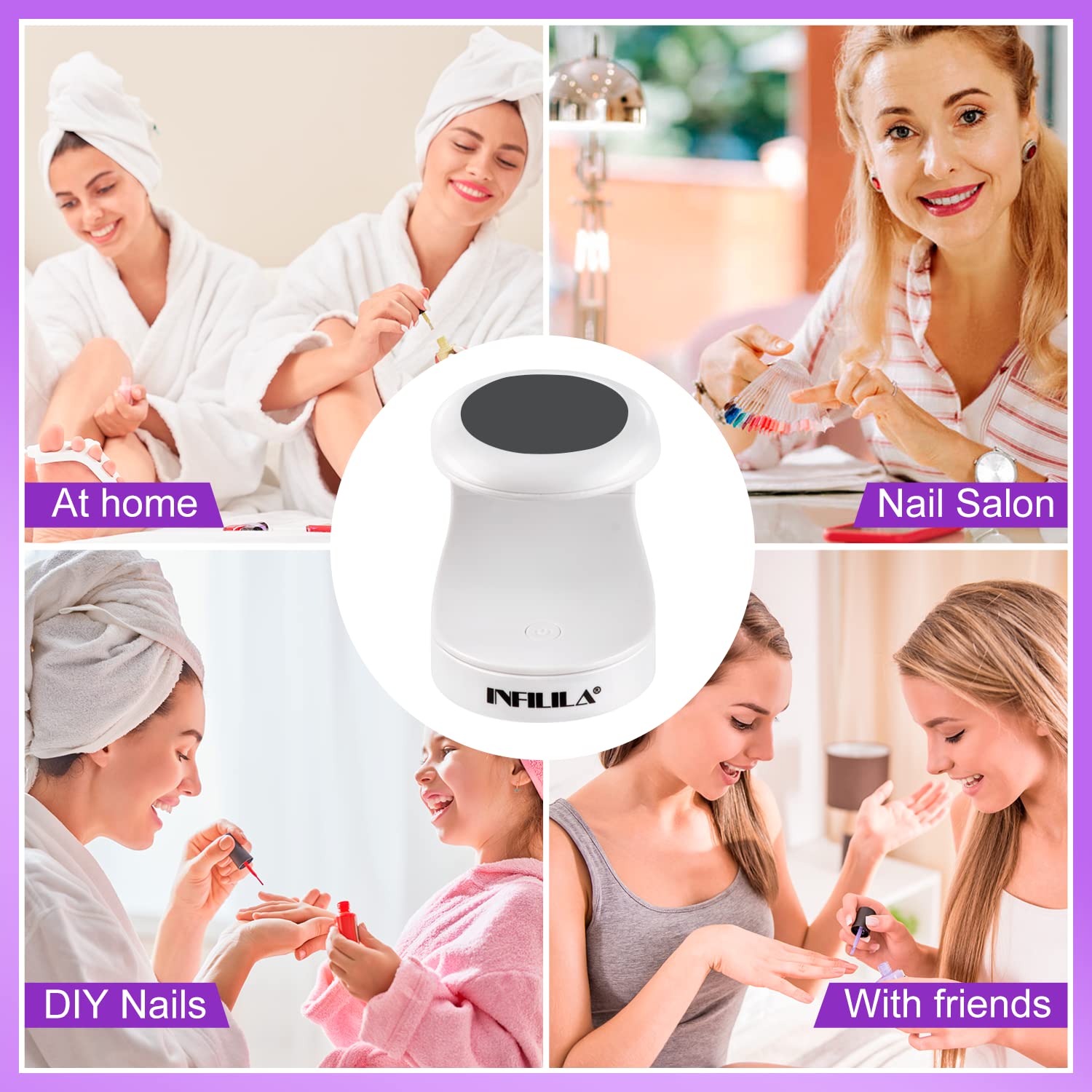 INFILILA Mini UV LED Nail Lamp - 16W Portable USB Nail Dryer for Gel Polish Curing, 180° Opening Design for Single Finger Manicures | Perfect for Home Nail Care & Professional Salon Use (Black)
