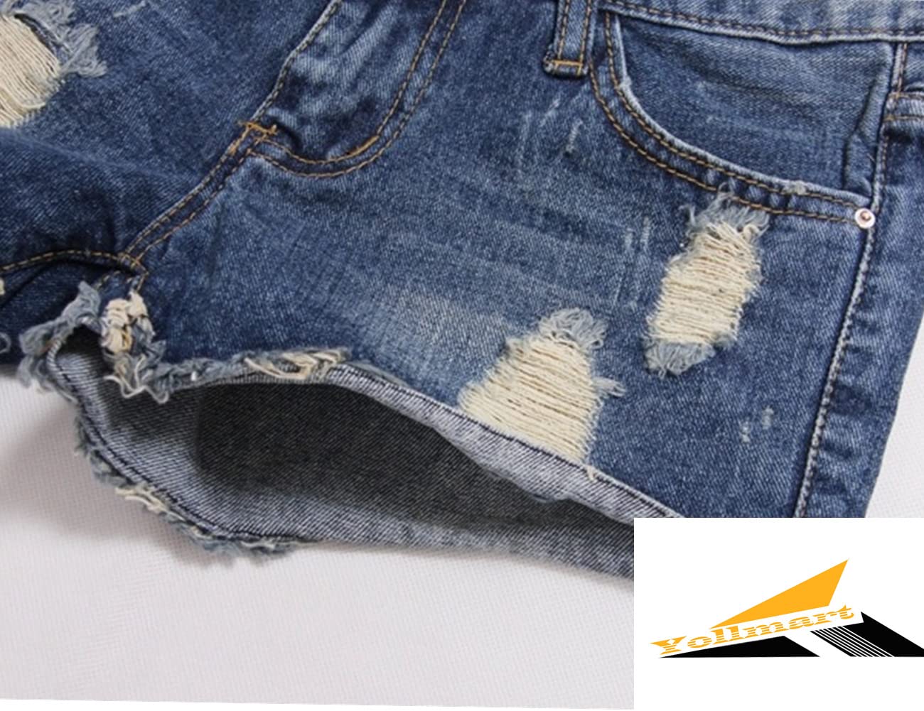 Yollmart Women's Low Rise Ripped Distressed Denim Shorts - Trendy Vintage Style Jeans for Casual Outfits & Summer Fashion