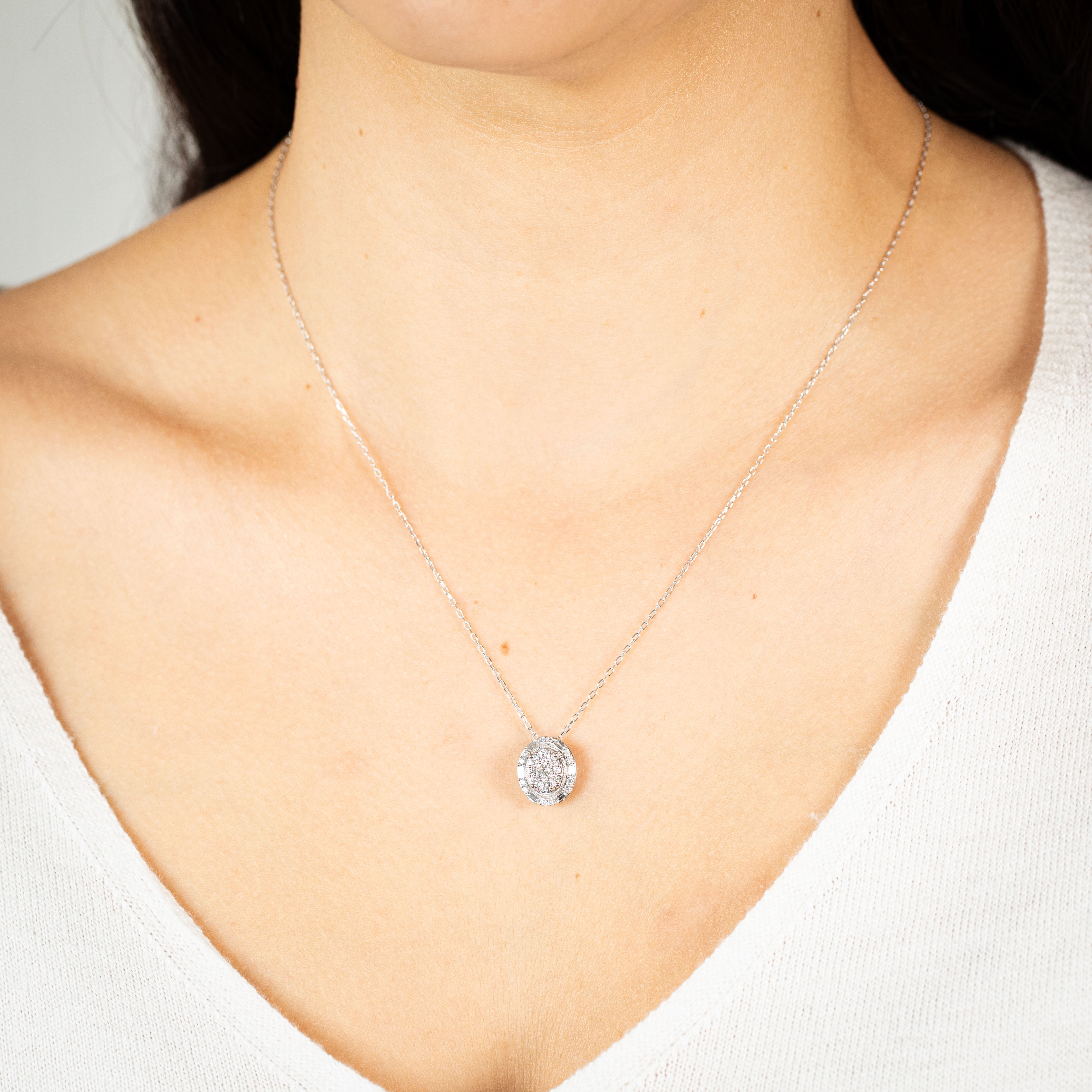1/2 Carat Diamond Pendant Necklace in 10K White Gold - Elegant Jewelry Gift for Women, Perfect for Anniversaries & Special Occasions