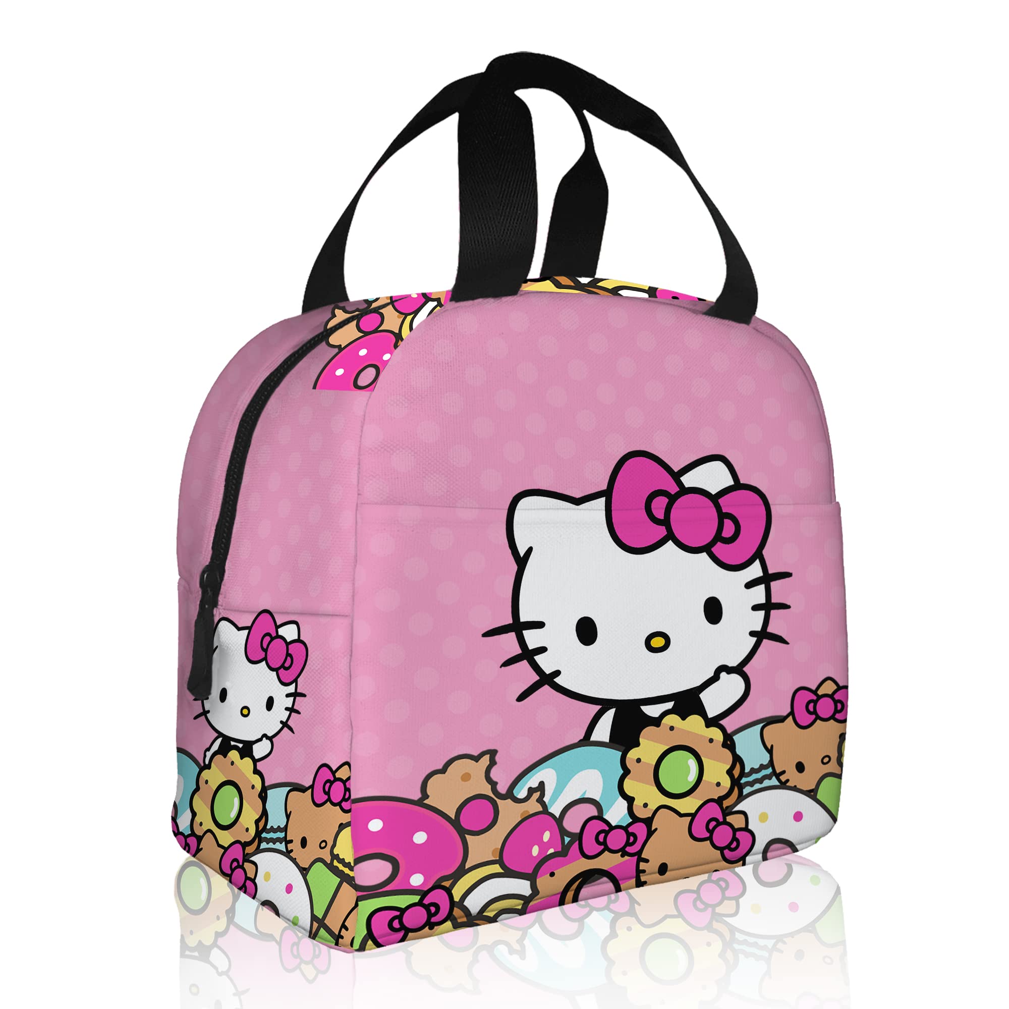 **Insulated Pink Cartoon Lunch Bag for Kids & Adults - Reusable, Portable Lunch Box for School, Work, Travel & Picnics**