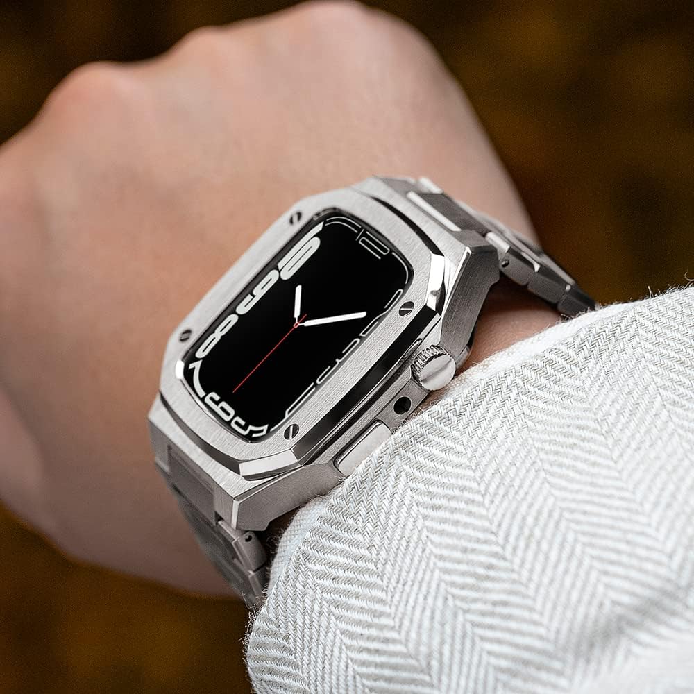Premium 316L Stainless Steel Luxury Rugged Metal Case for Apple Watch Series 9/8/7/6/5/4/SE - Protective Cover Compatible with 41mm 44mm 45mm iWatch - Durable Sports & Outdoor Adventure Accessory