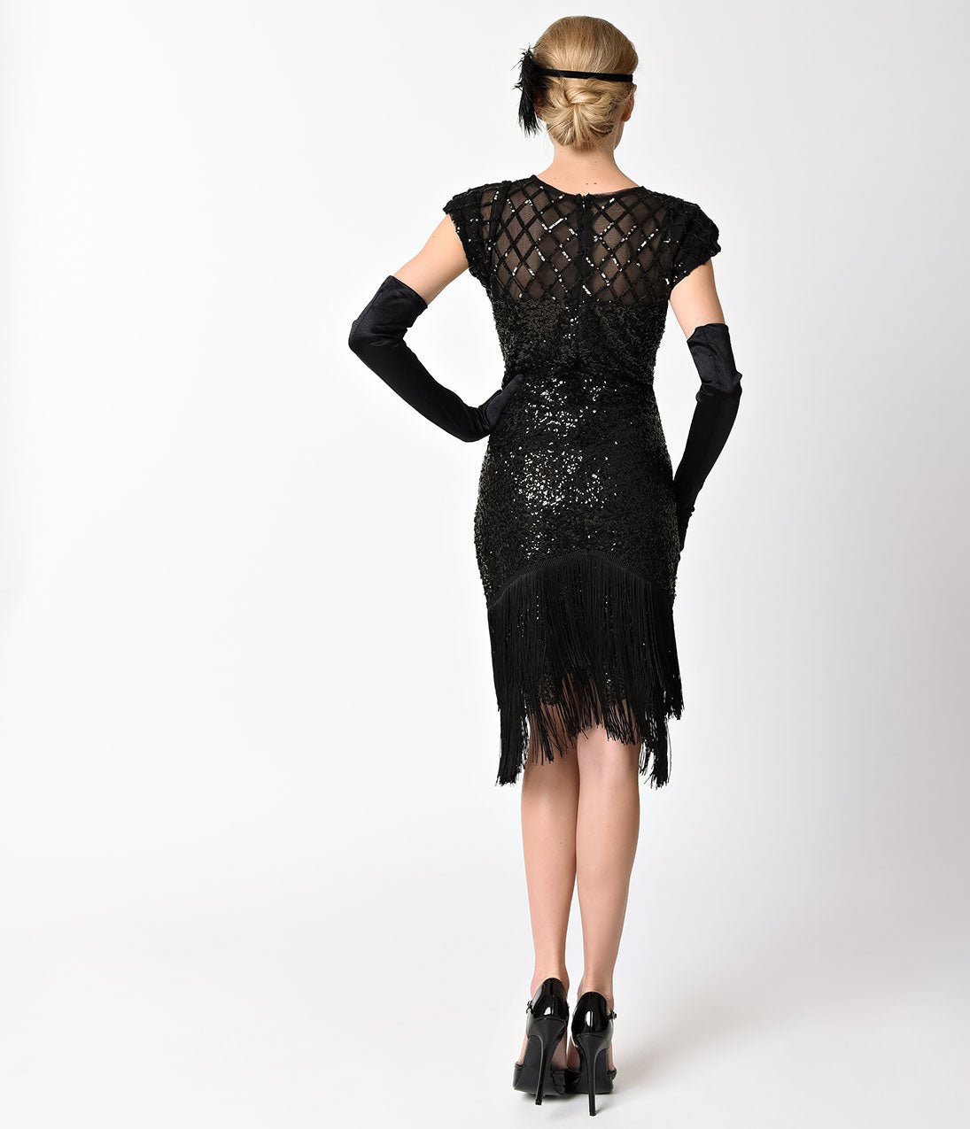 Vintage 1920s Black Sequin Fringe Flapper Dress - Roaring 20s Gatsby Party Costume, Halloween Outfit & Speakeasy Night Club Attire