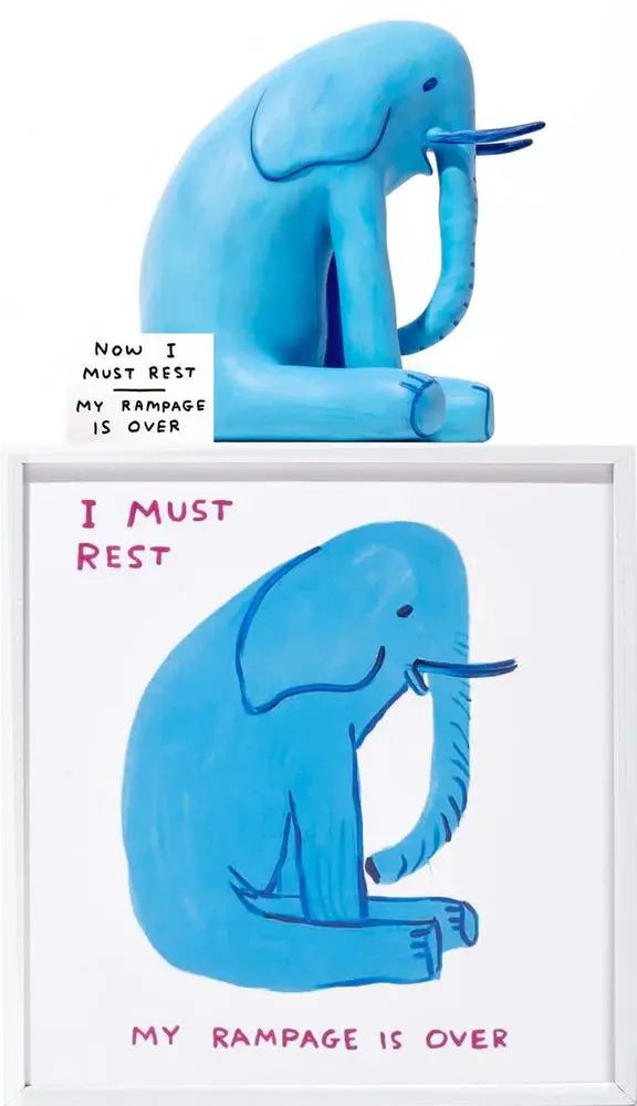 DAVID SHRIGLEY Art Print - I MUST REST MY RAMPAGE IS OVER - Contemporary Wall Decor for Home, Office & Gallery - Perfect Gift for Art Lovers