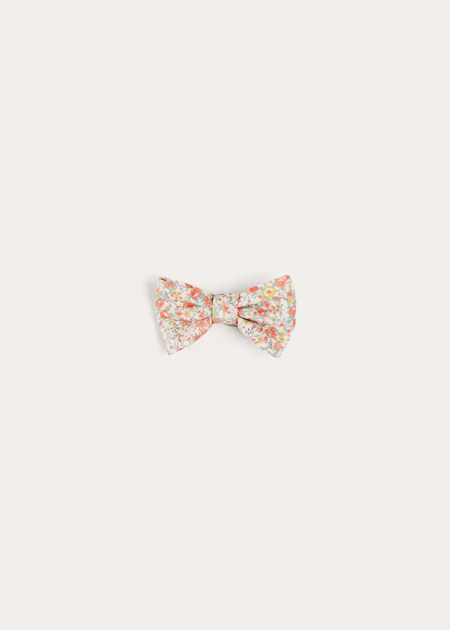 Mabel Floral Small Bow Hair Clip in Coral - Elegant Hair Accessory for Women & Girls | Perfect for Weddings, Parties & Everyday Wear