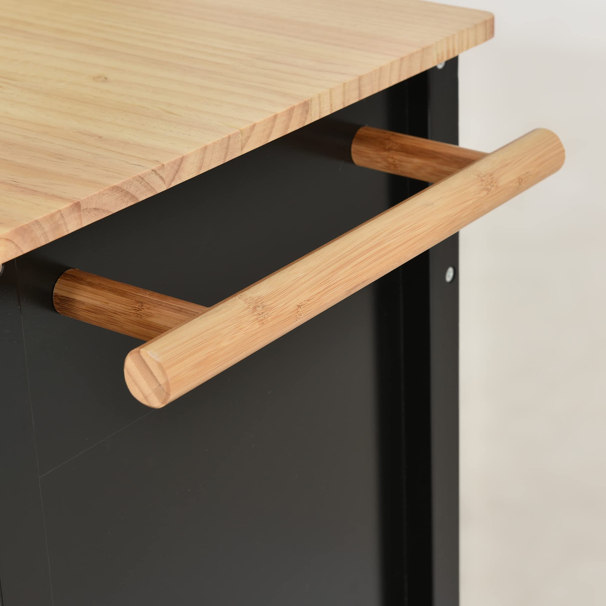 Black Kitchen Island Cart with Locking Wheels - 54.3