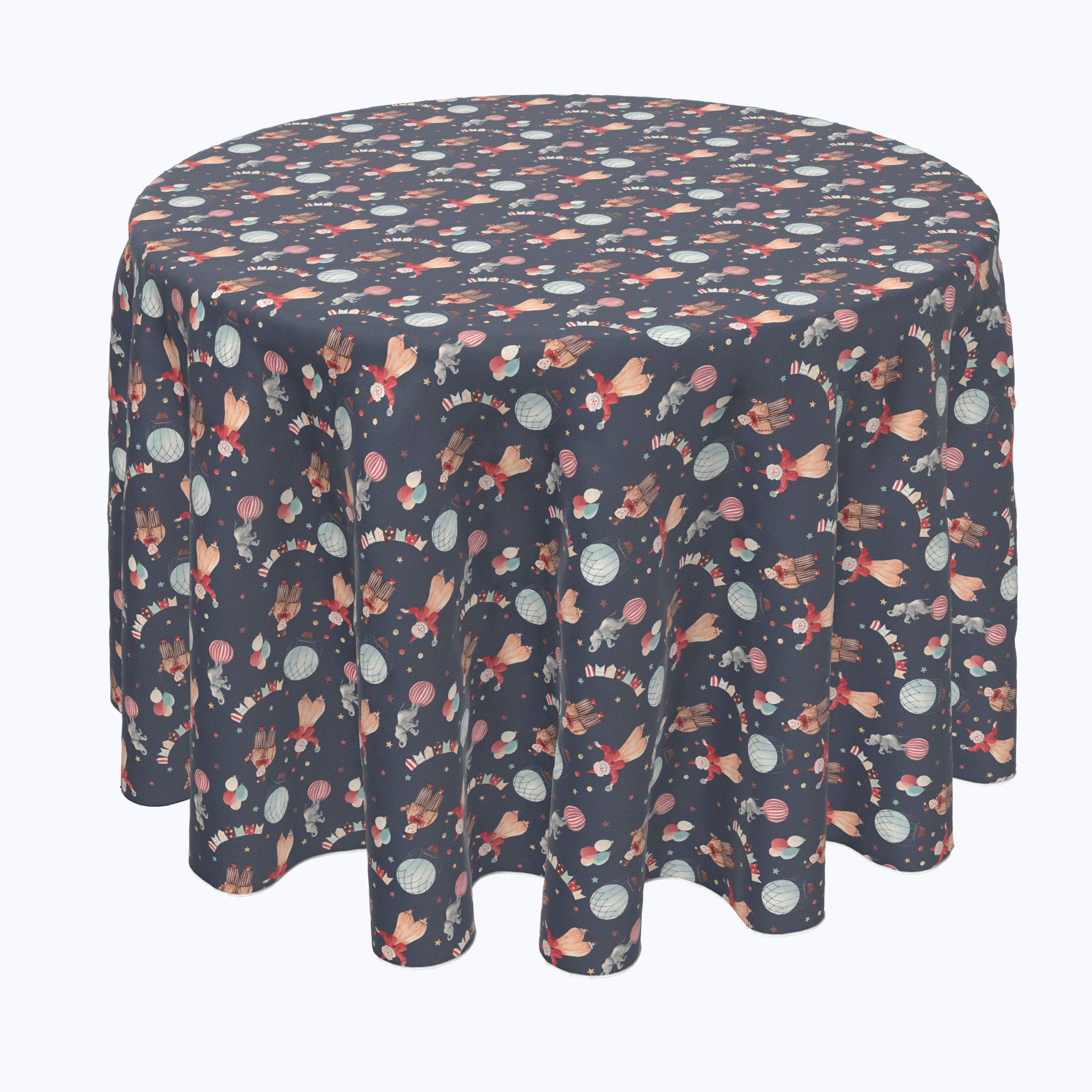 Machine Washable 100% Milliken Polyester Tablecloths, Table Runners & Napkins - Circus Toss 96