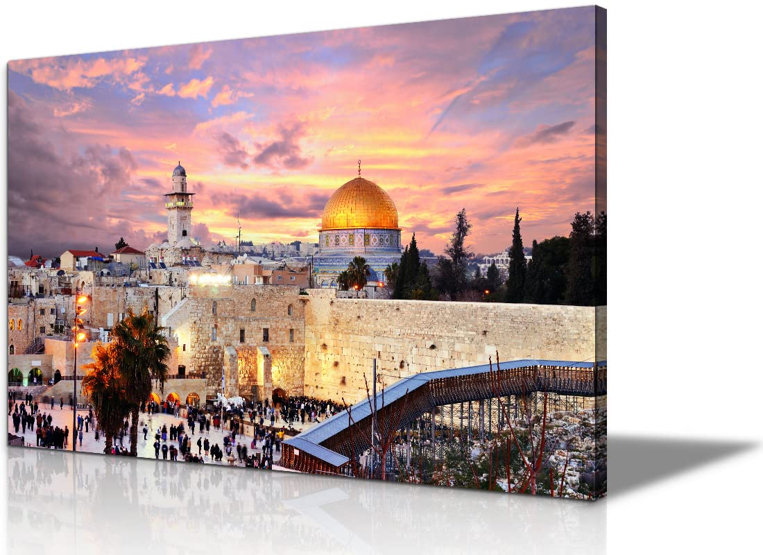 Islamic Wall Art Decor - Framed Canvas Jerusalem Picture, Modern Islamic Home Decor for Living Room, Religious Gifts for Muslim Men & Women, 28x40 Inches - Perfect for Prayer Rooms, Mosques & Spiritual Spaces