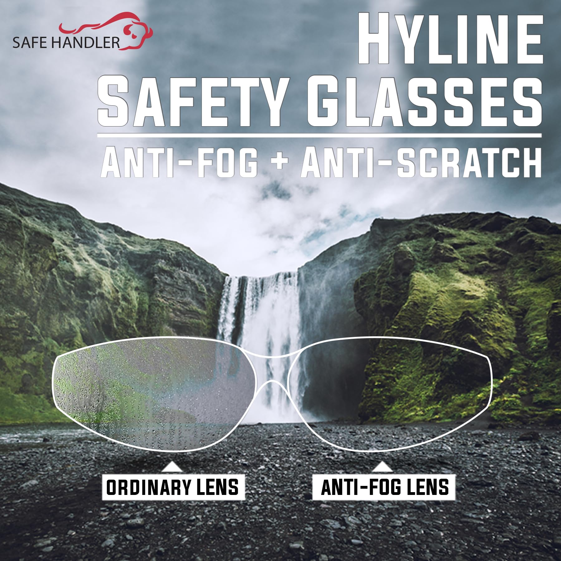 Hyline Anti-Fog Safety Glasses - Clear & Tinted Lenses, Impact Resistant Polycarbonate, Scratch Resistant - Perfect for Construction, Lab Work & Outdoor Activities