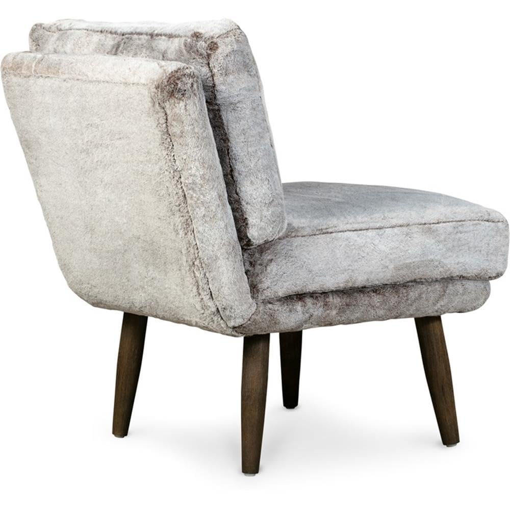 Elle Decor Sophie Armless Slipper Chair - Mink Brown Faux Fur Upholstery | Modern Accent Chair for Living Room, Bedroom & Home Office