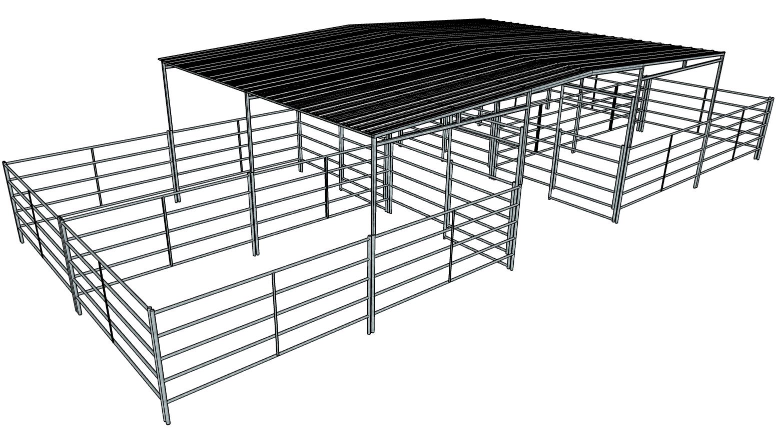 50 Ft x 20 Ft 5-Rail 4-Stall Horse Barn Kit with 30 Ft x 20 Ft Gable Roof - Durable Prefab Stable for Equestrian, Livestock Shelter & Farm Storage