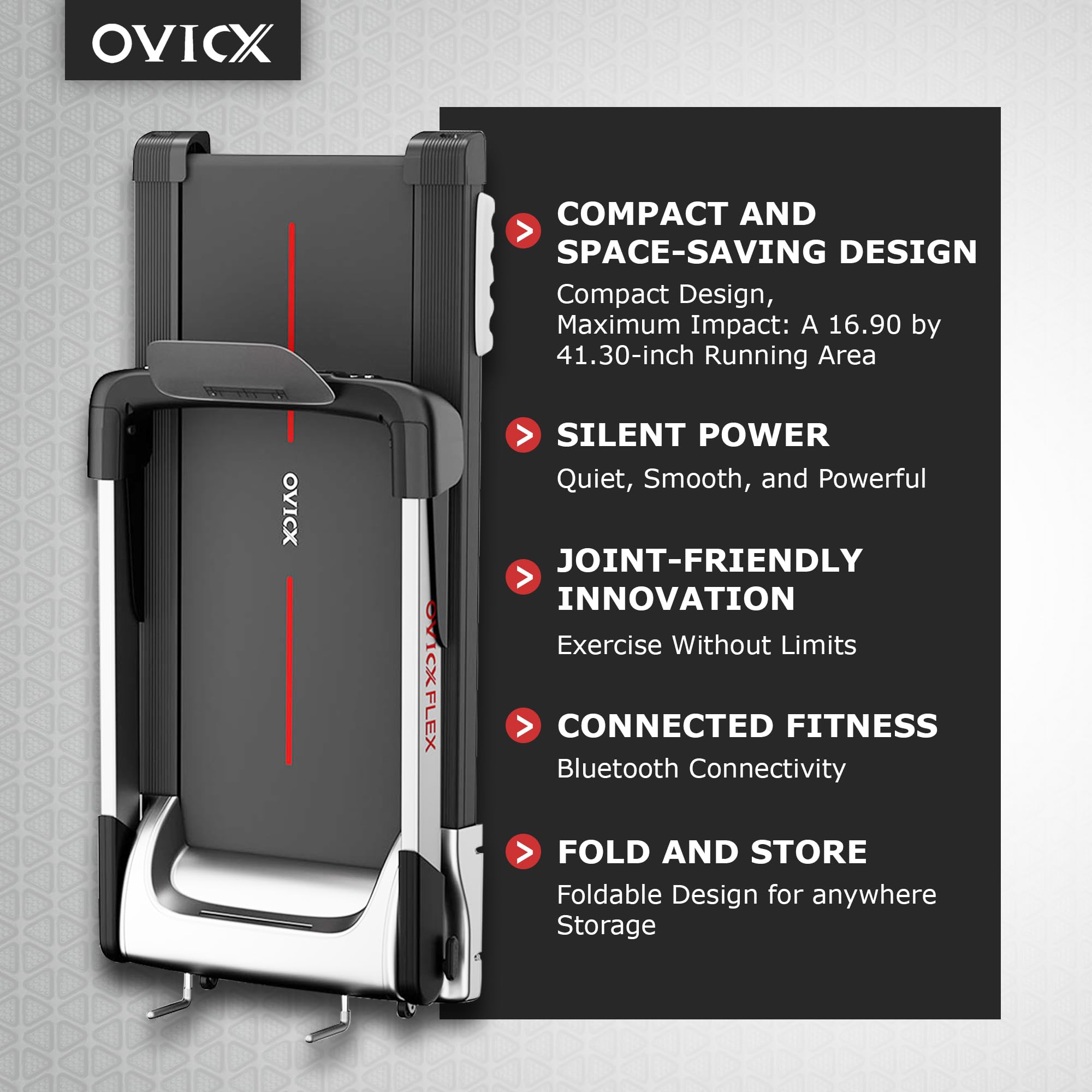 OVICX Foldable Treadmill for Home & Apartment - Compact Electric Running Machine with LCD Display for Cardio Workout, Jogging & Fitness Training - Perfect for Small Spaces & Home Gym