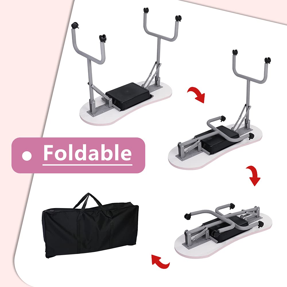 Portable Foldable Nail Salon Table with Large Drawer - 36 Inch Pink Manicure Station for Professionals | Includes Wrist Cushion, Carry Bag & 4 Lockable Wheels | Perfect for Home Salons, Mobile Nail Technicians & Spa Businesses