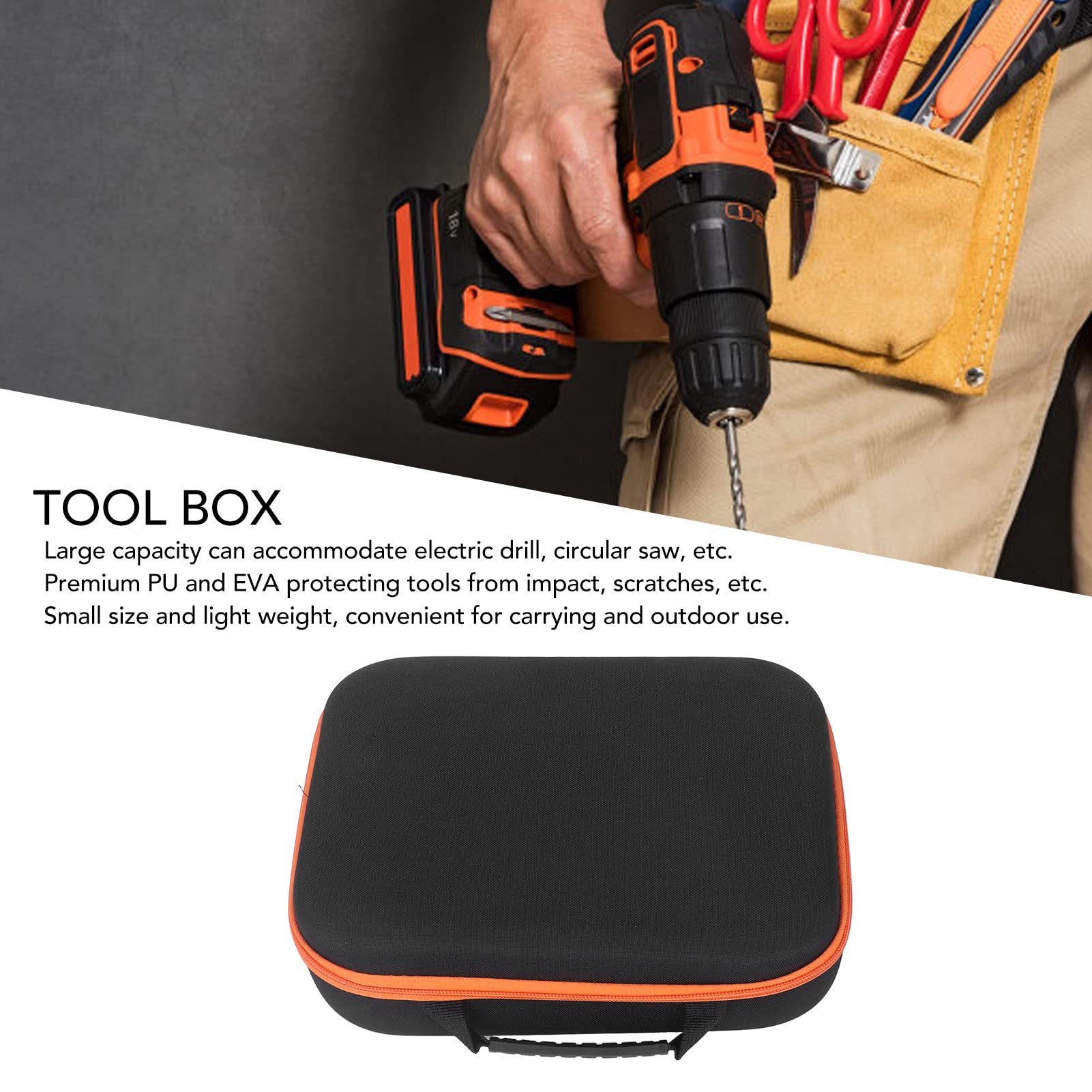 Heavy Duty Tool Box - PU & EVA Portable Tool Storage Case with Zipper Design, Multifunctional Square Tool Bag for Electricians, Mechanics & Outdoor Work - Perfect for Job Sites, Garage Organization & DIY Projects