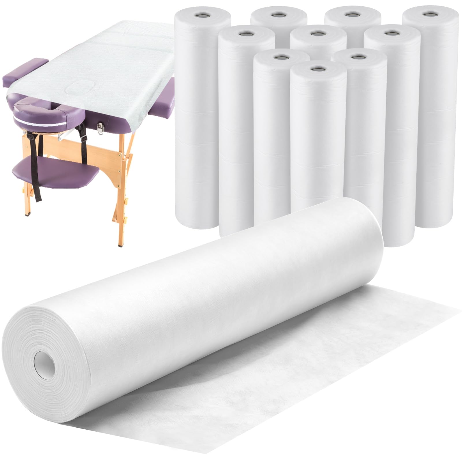Tudomro 10-Pack Disposable Non-Woven Bed Sheets 24 x 71 Inch - Waterproof Exam Table Paper Rolls for Massage, Facial, Waxing & Tattoo - Ideal for Beauty Salons, Spas, Hotels & Medical Clinics