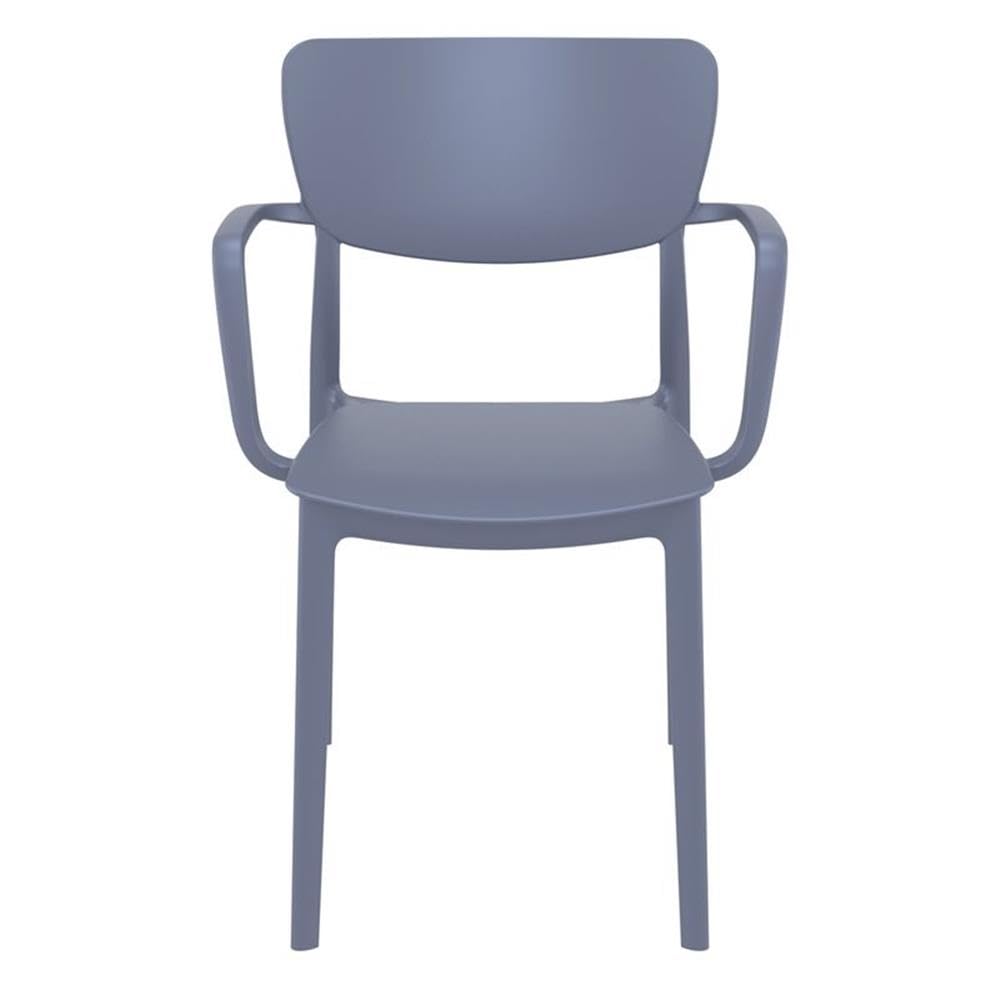 Compamia Lisa Dining Arm Chair Set of 2 - Dark Gray Upholstered Side Chairs for Kitchen, Dining Room & Office - Comfortable Modern Accent Chairs with Sturdy Metal Legs