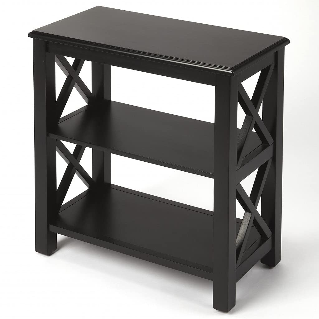 HomeRoots Black Licorice Bookcase - Solid Poplar Hardwood & Maple Veneer with MDF Core - Perfect for Living Room, Office, or Library Storage