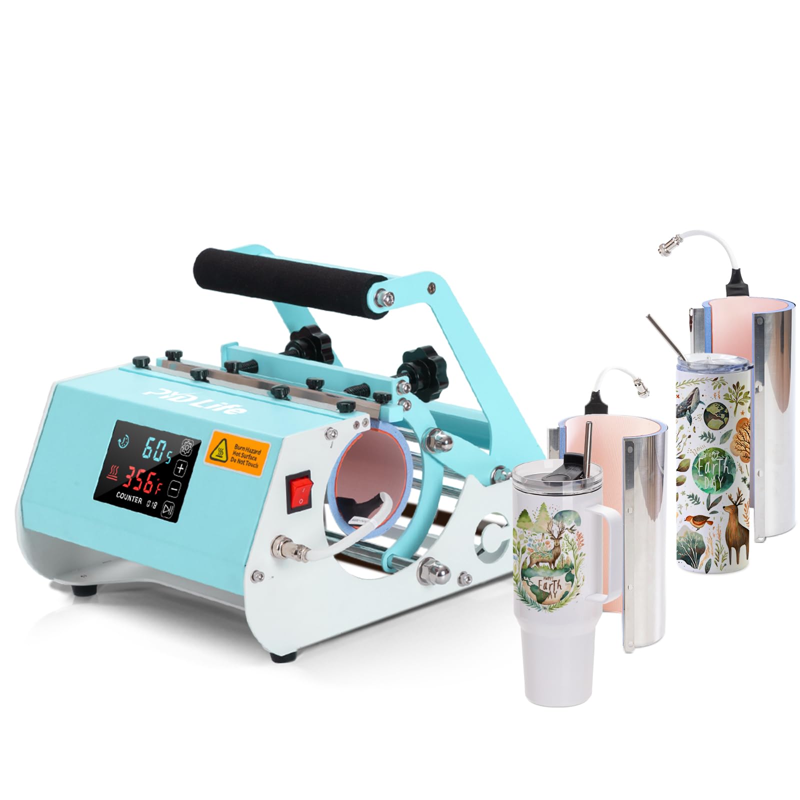 PYD Life 2 in 1 40oz Tumbler Heat Press Machine - 110V Mint Green Sublimation Printer for 20oz/30oz/40oz Tumblers, Mugs & Bottles | Touch Screen Control | Perfect for DIY Custom Drinkware & Personalized Gifts