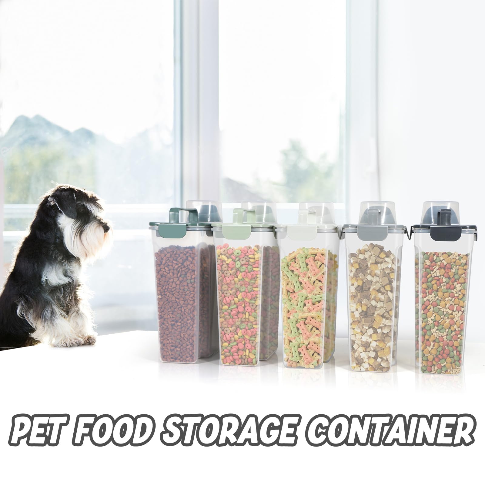 10Lbs Airtight Cat & Dog Food Storage Container with Upgraded Large Nozzle - BPA-Free Pet Food Storage for Rice, Grains, Flour & Treats - 2 Pack Grey - Perfect for Kitchen Pantry & Pet Food Organization