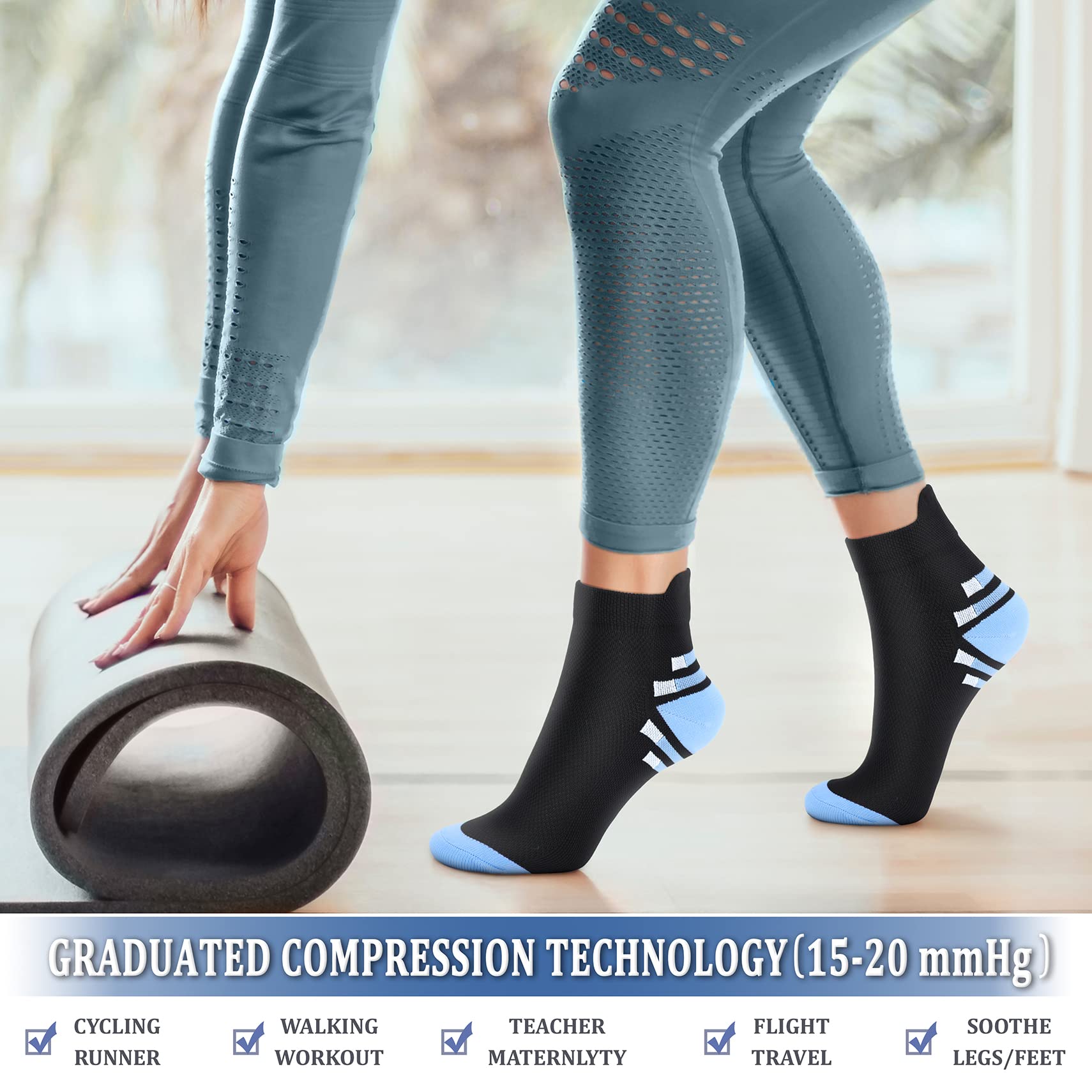 CHARMKING 15-20 mmHg Compression Socks for Women & Men - Best for Running, Cycling, Nursing & Daily Wear - Improve Blood Circulation & Reduce Swelling (Perfect for Travel, Workouts & Long Shifts)