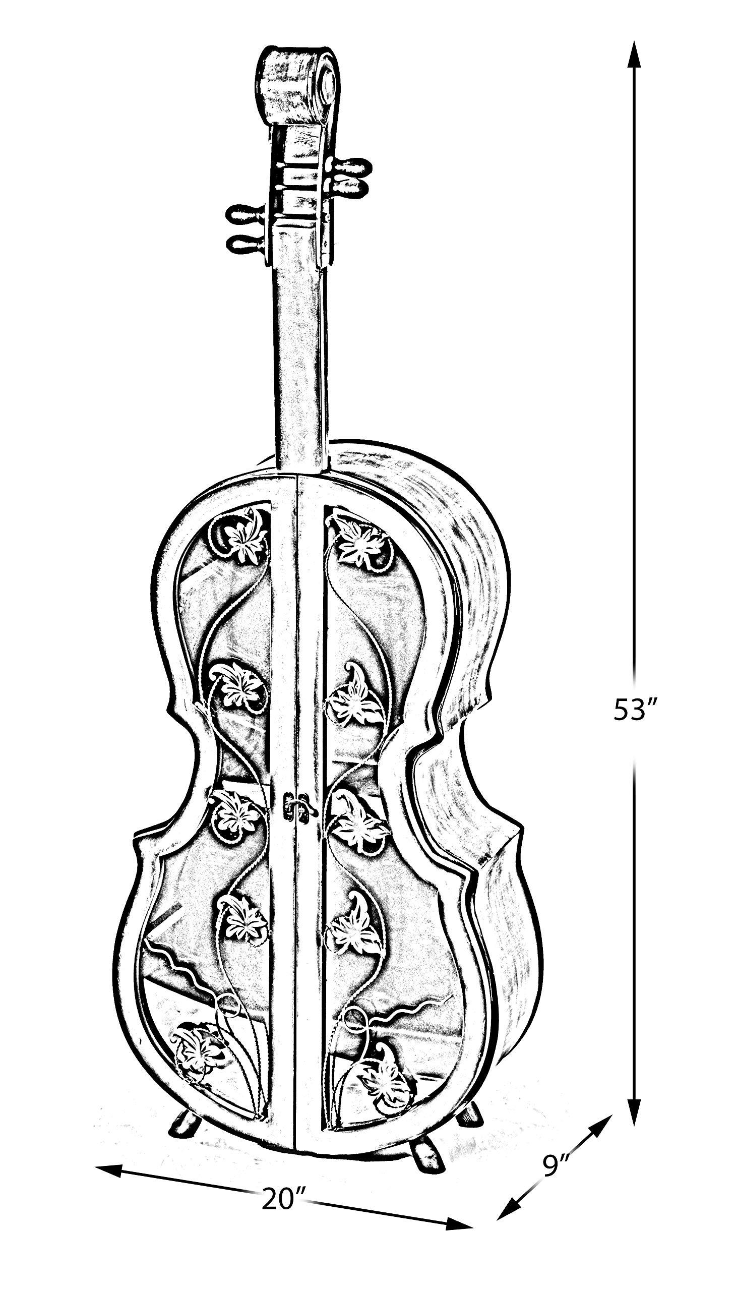 4.5 Feet Tall Violin-Shaped Cabinet with 2 Shelves & Clear Acrylic Double Doors - Perfect for Displaying Collectibles, Instruments, or Home Decor